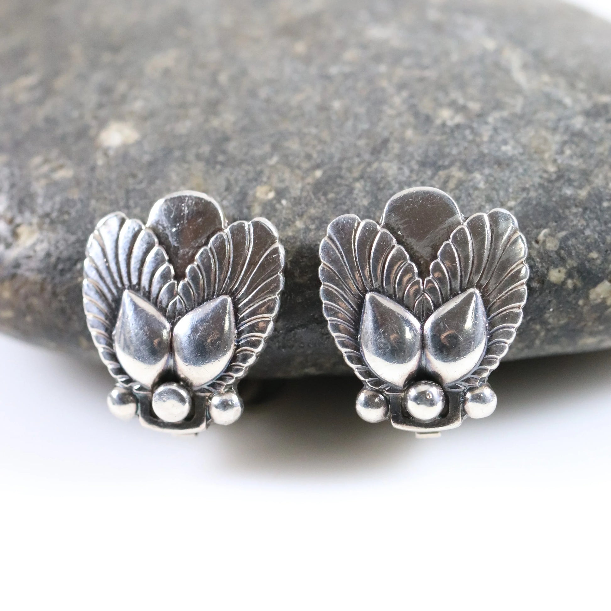 SOLD OUT: Georg Jensen Bittersweet Clip-On Earrings 110 | Vintage Sterling Silver | Albertus Gundorph Mid Century Denmark - Carmel Fine Silver Jewelry
