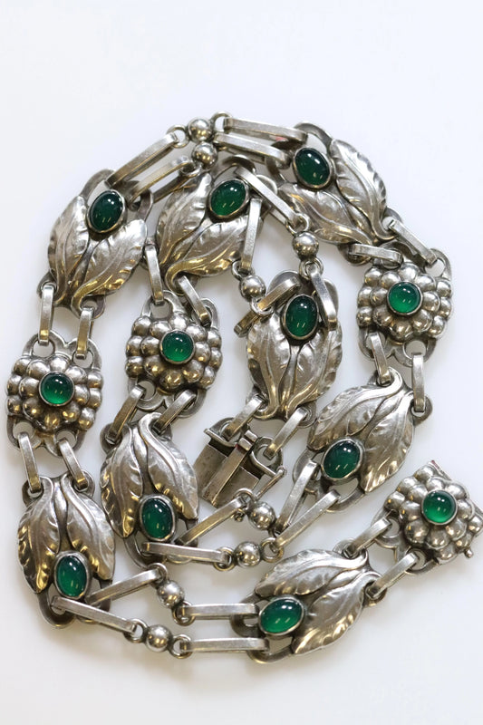 SOLD OUT: GEORG JENSEN DESIGNED CHRYSOPRASE NECKLACE 1 - Carmel Fine Silver Jewelry