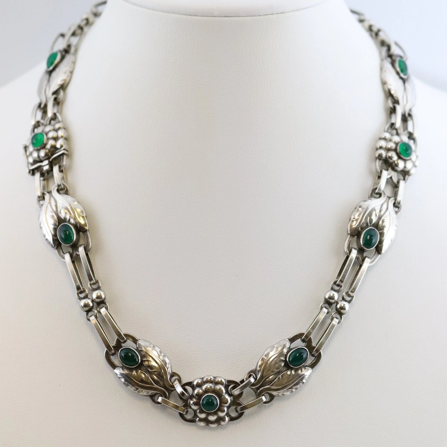 SOLD OUT: GEORG JENSEN DESIGNED CHRYSOPRASE NECKLACE 1 - Carmel Fine Silver Jewelry