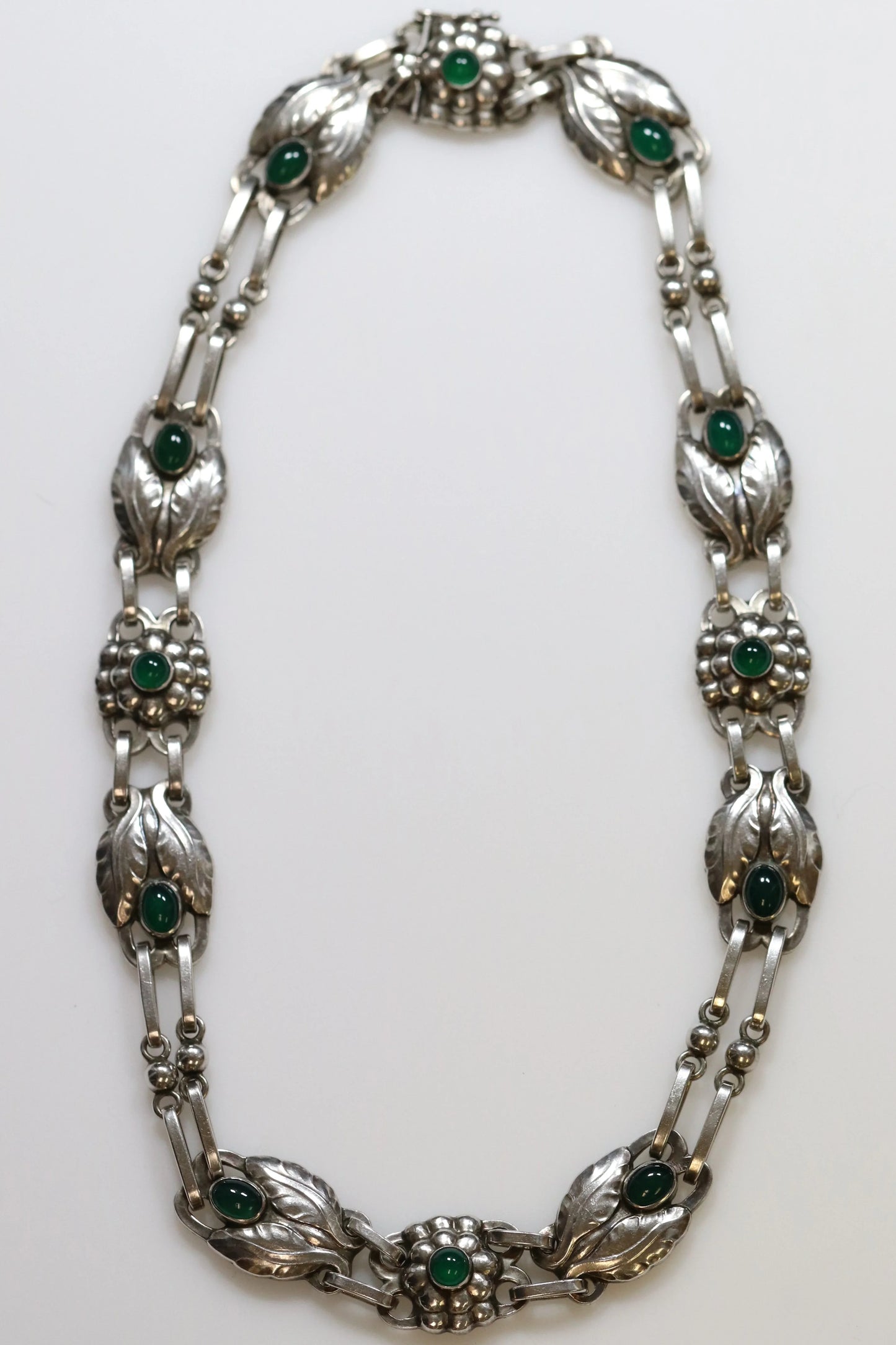 SOLD OUT: GEORG JENSEN DESIGNED CHRYSOPRASE NECKLACE 1 - Carmel Fine Silver Jewelry