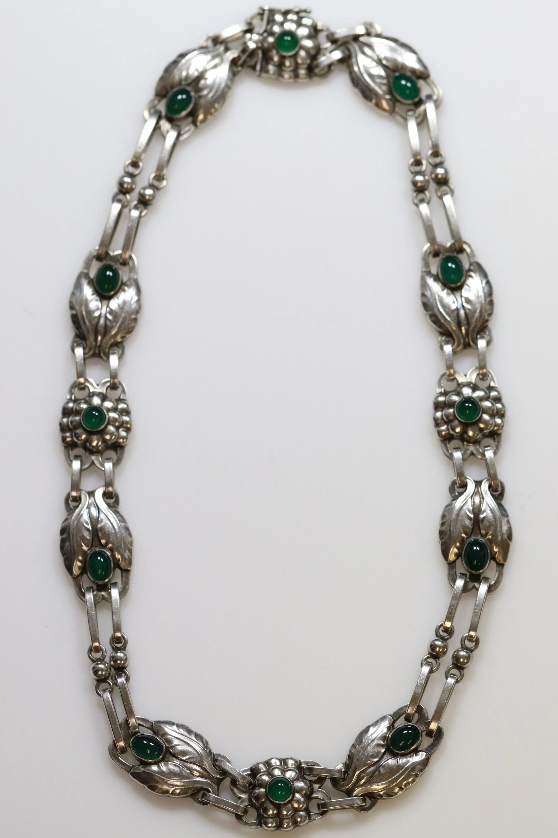 SOLD OUT: GEORG JENSEN DESIGNED CHRYSOPRASE NECKLACE 1 - Carmel Fine Silver Jewelry