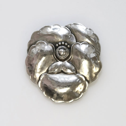SOLD OUT: GEORG JENSEN DESIGNED PANSY FLOWER BROOCH 113 - Carmel Fine Silver Jewelry