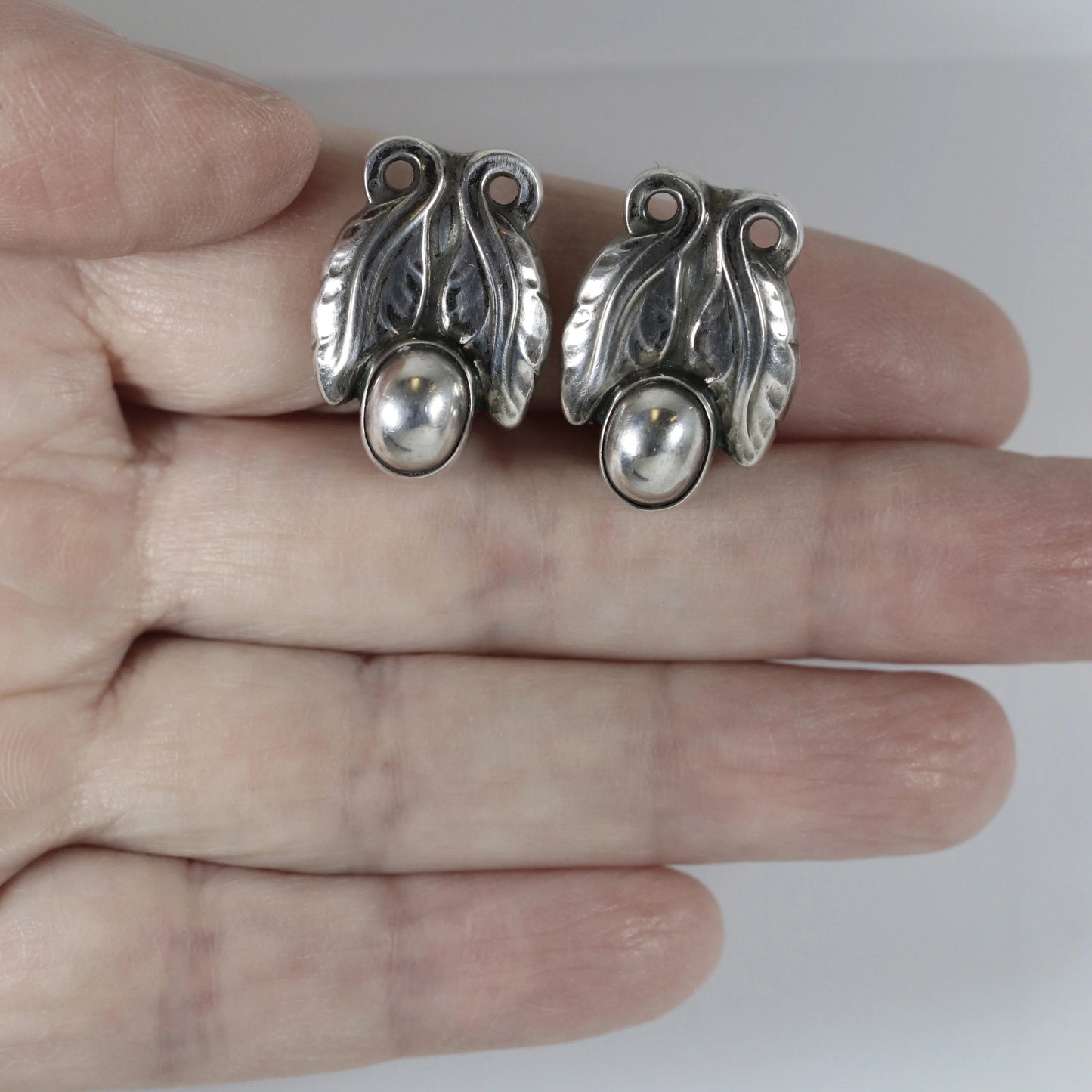 SOLD OUT: GEORG JENSEN FLORAL EARRINGS 108 - Carmel Fine Silver Jewelry