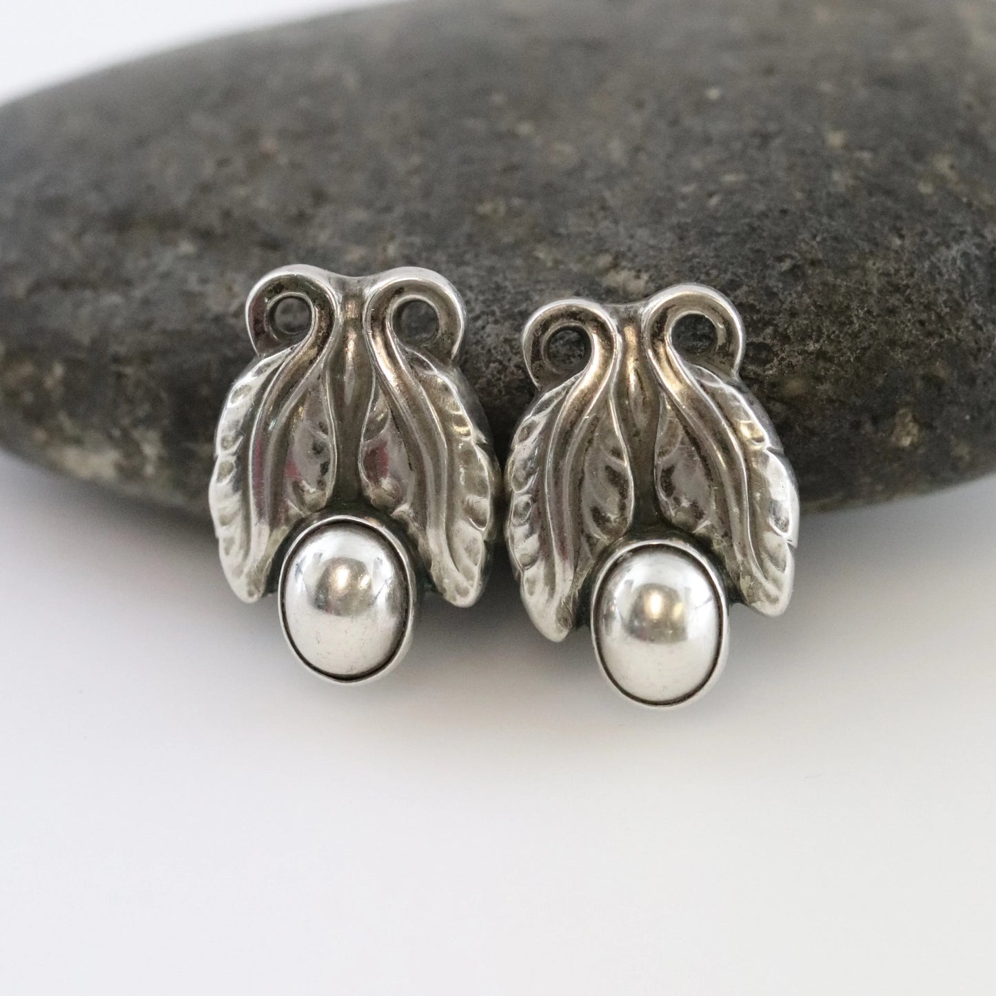 SOLD OUT: GEORG JENSEN FLORAL EARRINGS 108 - Carmel Fine Silver Jewelry
