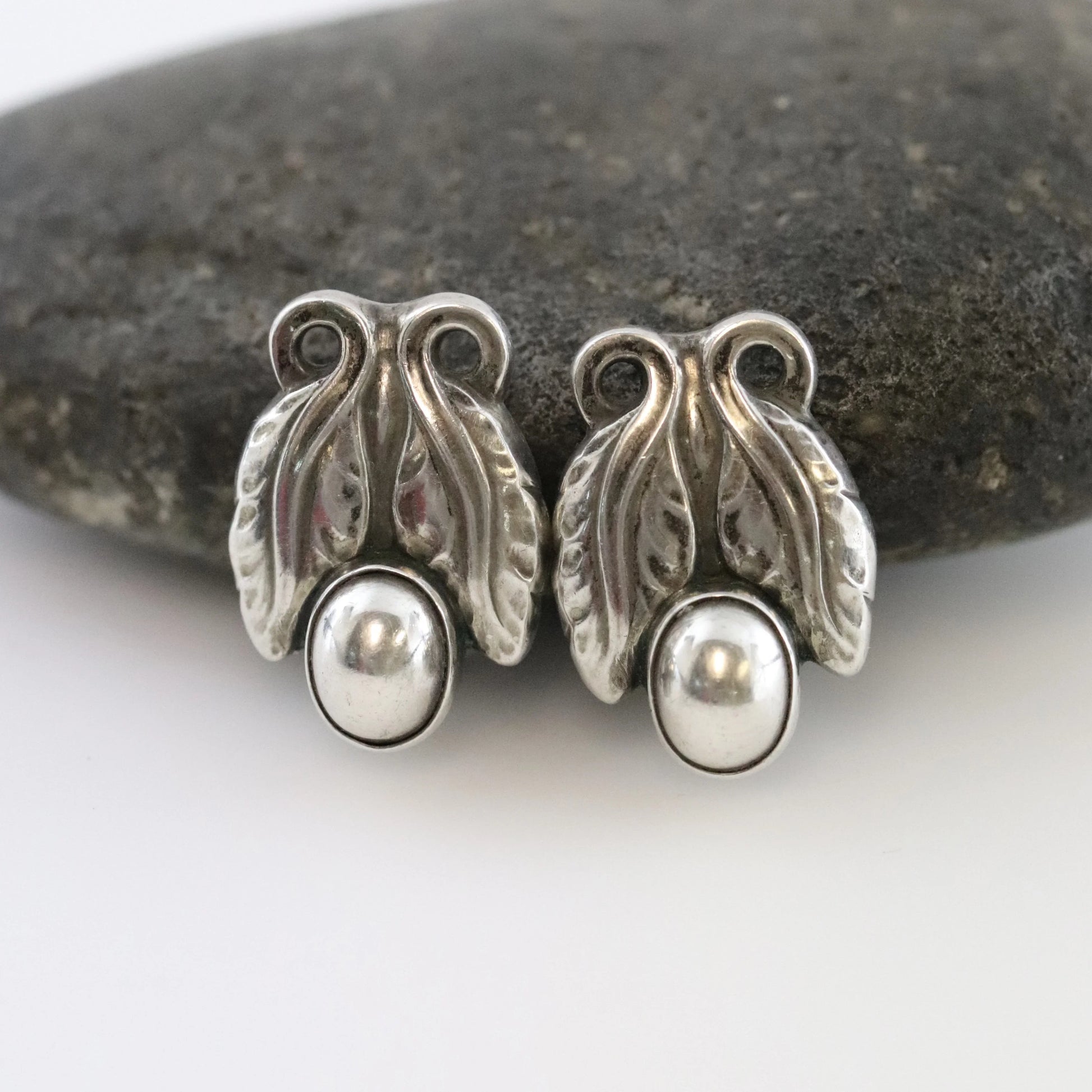 SOLD OUT: GEORG JENSEN FLORAL EARRINGS 108 - Carmel Fine Silver Jewelry