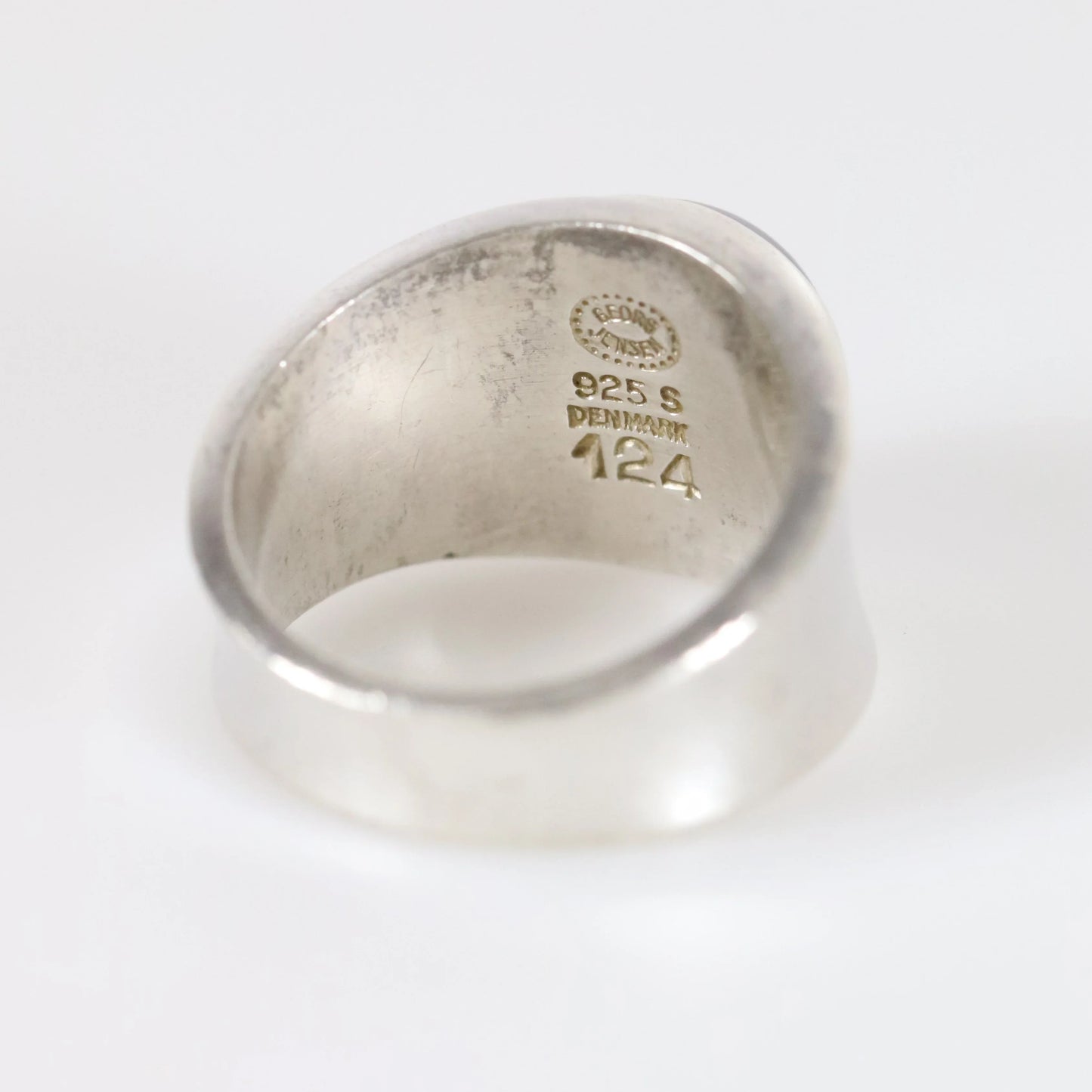 SOLD OUT: Georg Jensen Hematite Ring 124 Size US 5 | Vintage Sterling Silver | Poul Hansen Modernist - Carmel Fine Silver Jewelry