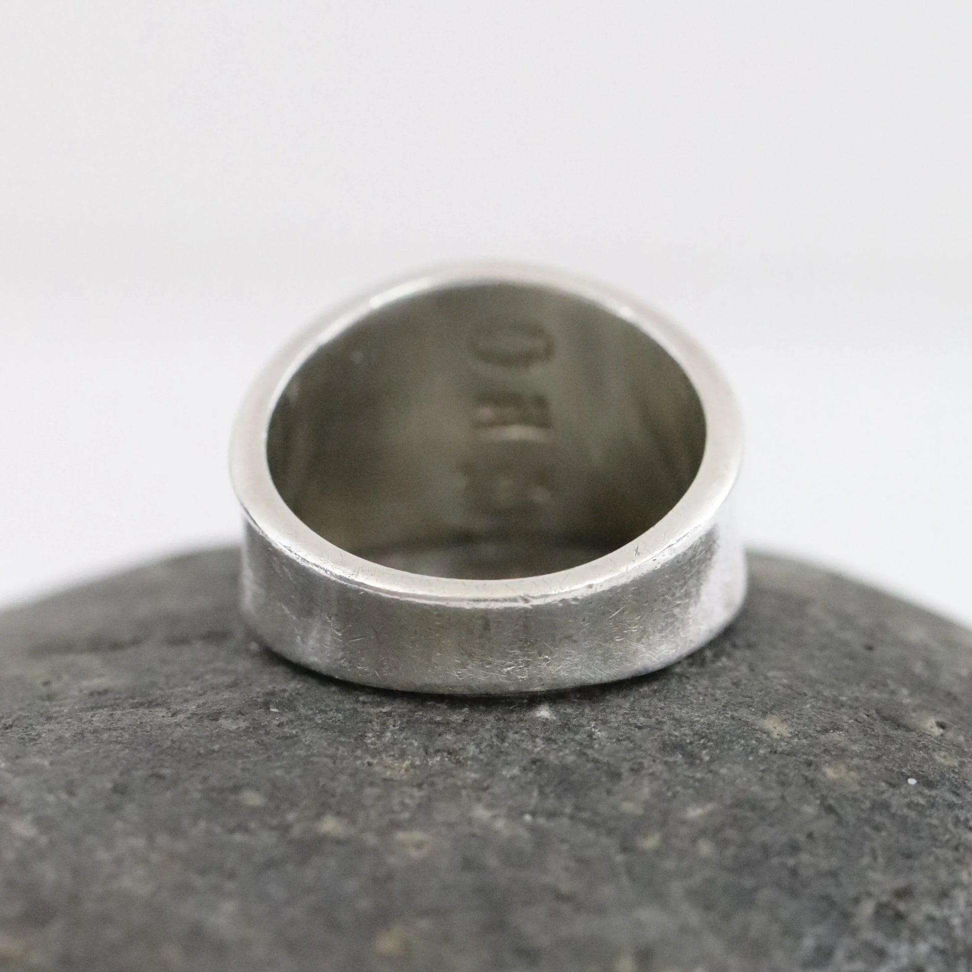 SOLD OUT: Georg Jensen Hematite Ring 124 US 6 1/2 | Vintage Sterling Silver | Poul Hansen Modernist - Carmel Fine Silver Jewelry