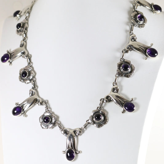 SOLD OUT: Georg Jensen Jewelry | Amethyst Art Nouveau Silver Vintage Necklace 7 - Carmel Fine Silver Jewelry