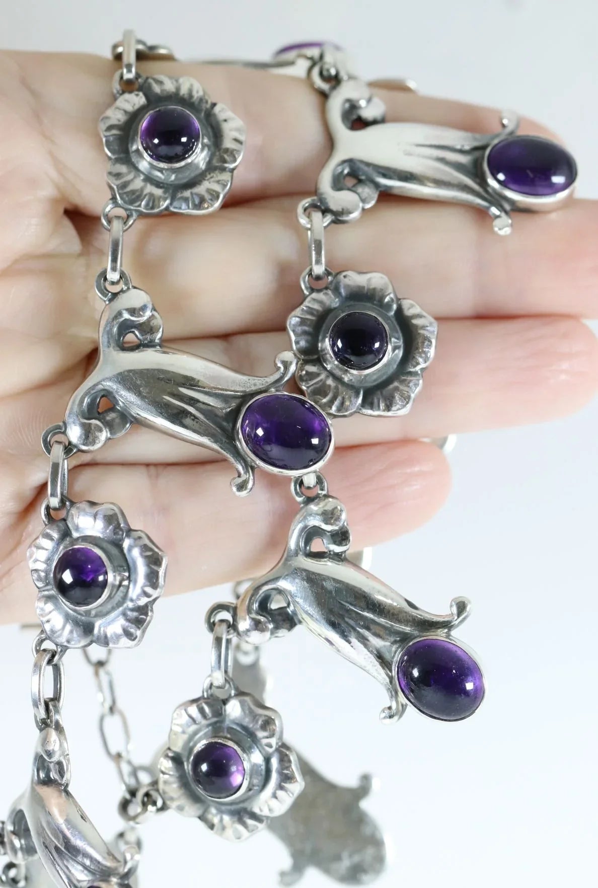 SOLD OUT: Georg Jensen Jewelry | Amethyst Art Nouveau Silver Vintage Necklace 7 - Carmel Fine Silver Jewelry