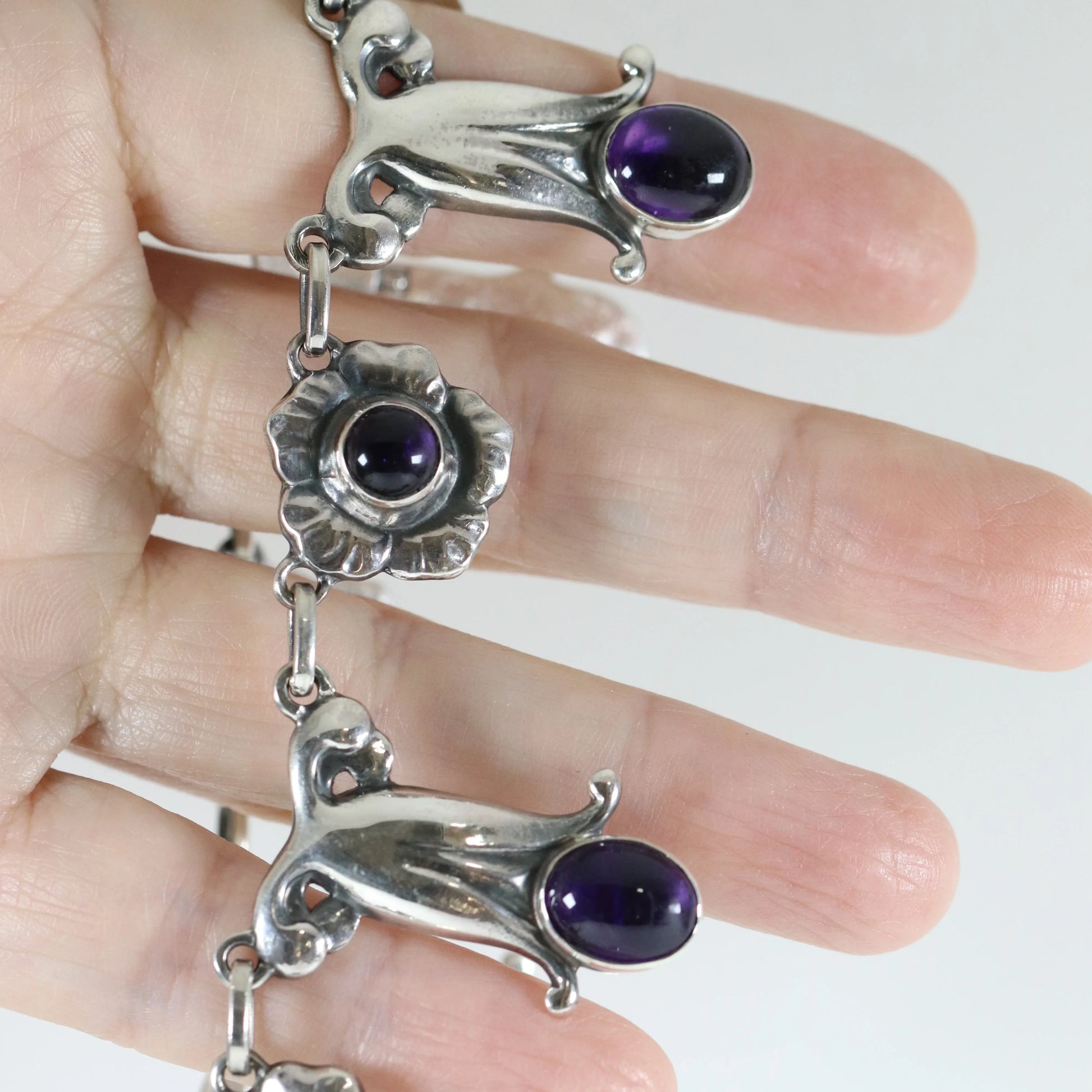 SOLD OUT: Georg Jensen Jewelry | Amethyst Art Nouveau Silver Vintage Necklace 7 - Carmel Fine Silver Jewelry