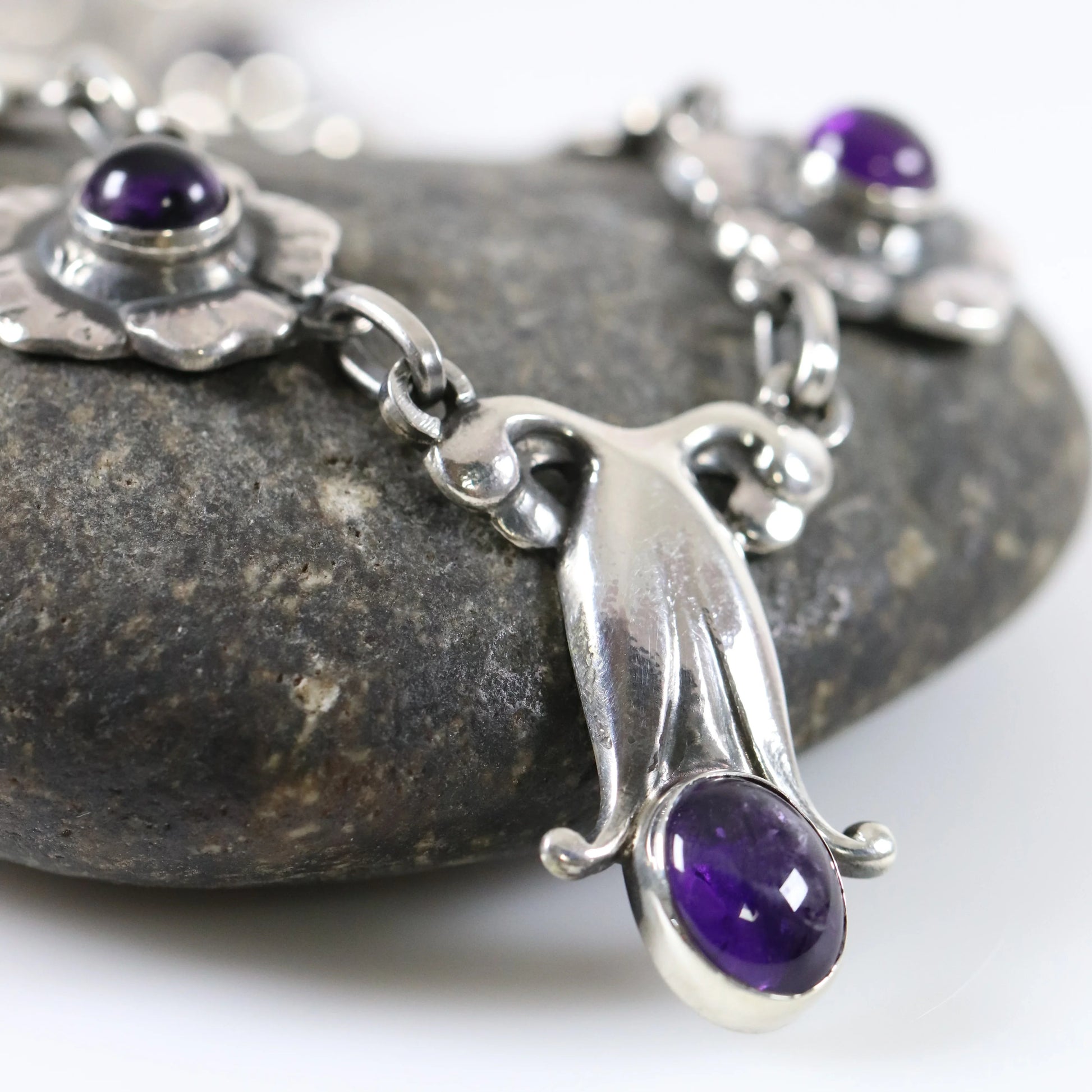 SOLD OUT: Georg Jensen Jewelry | Amethyst Art Nouveau Silver Vintage Necklace 7 - Carmel Fine Silver Jewelry