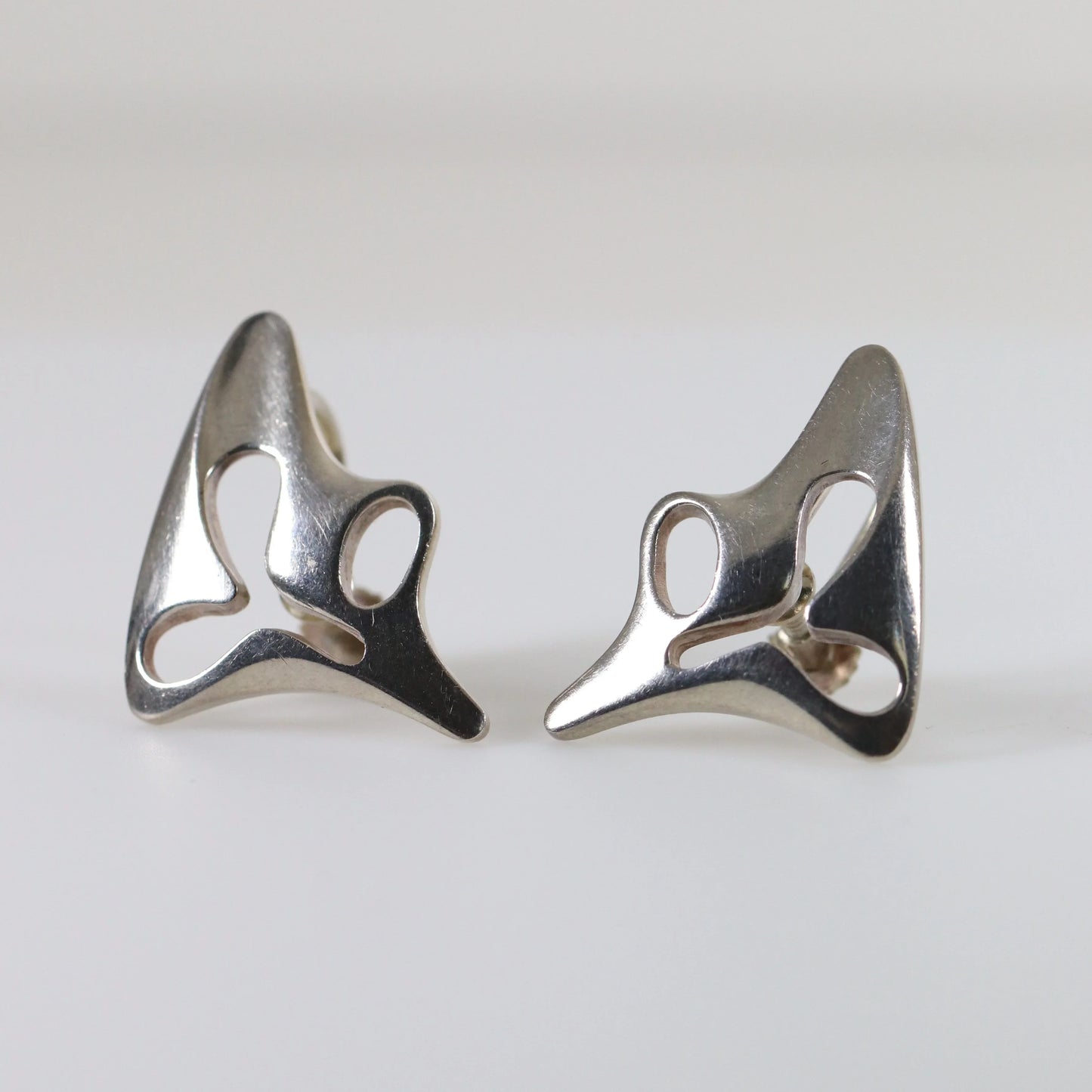 SOLD OUT: Georg Jensen Jewelry | Amoeba Modernist Sterling Silver Vintage Earrings 119 - Carmel Fine Silver Jewelry