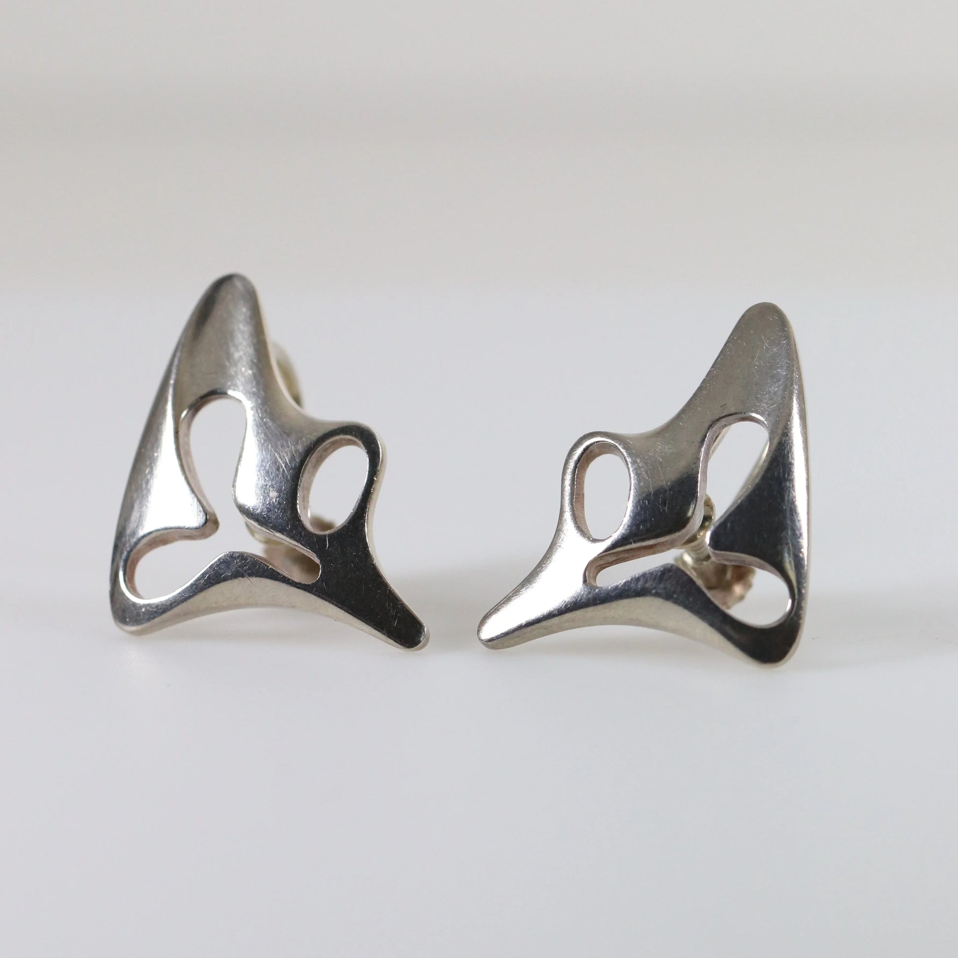 SOLD OUT: Georg Jensen Jewelry | Amoeba Modernist Sterling Silver Vintage Earrings 119 - Carmel Fine Silver Jewelry