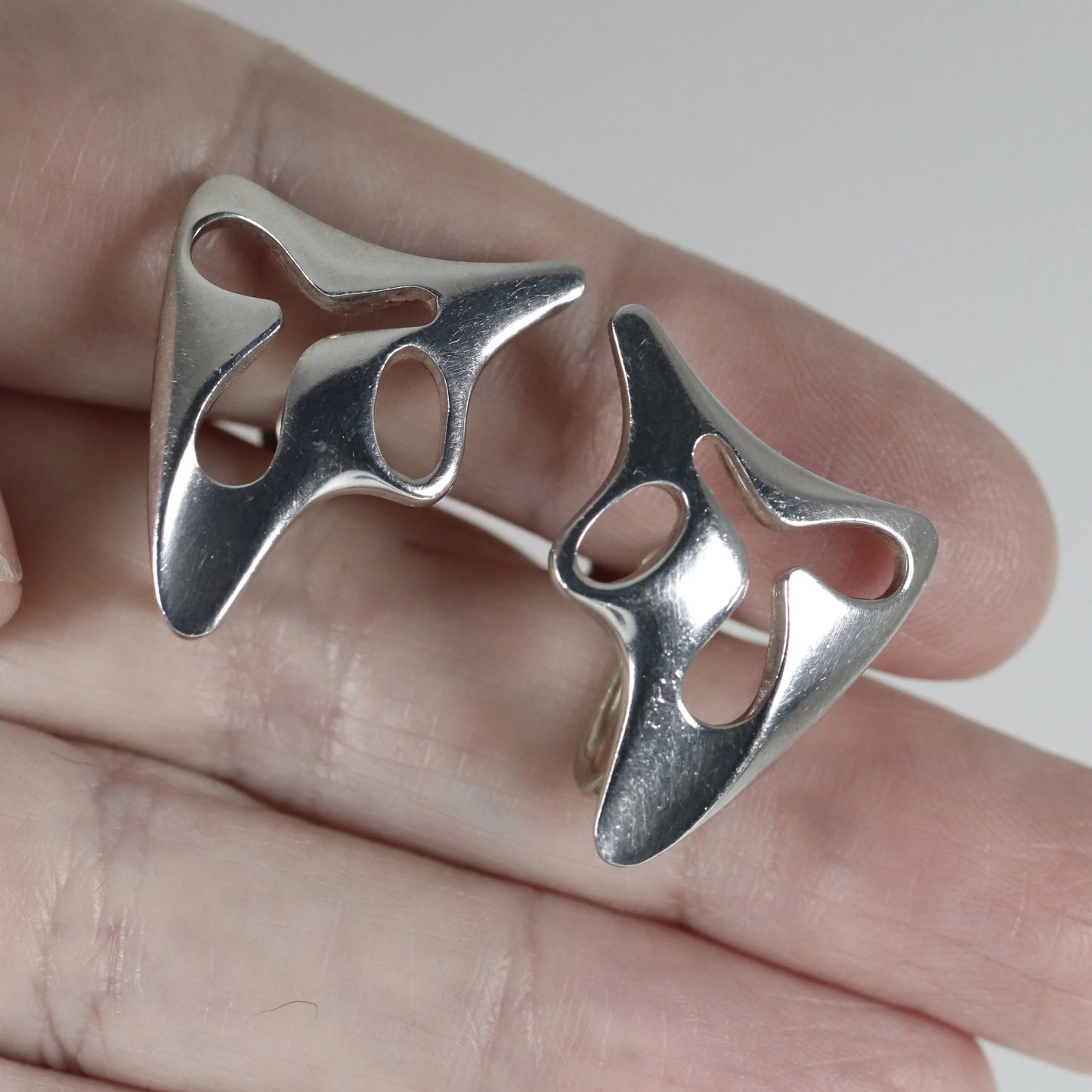 SOLD OUT: Georg Jensen Jewelry | Amoeba Modernist Sterling Silver Vintage Earrings 119 - Carmel Fine Silver Jewelry