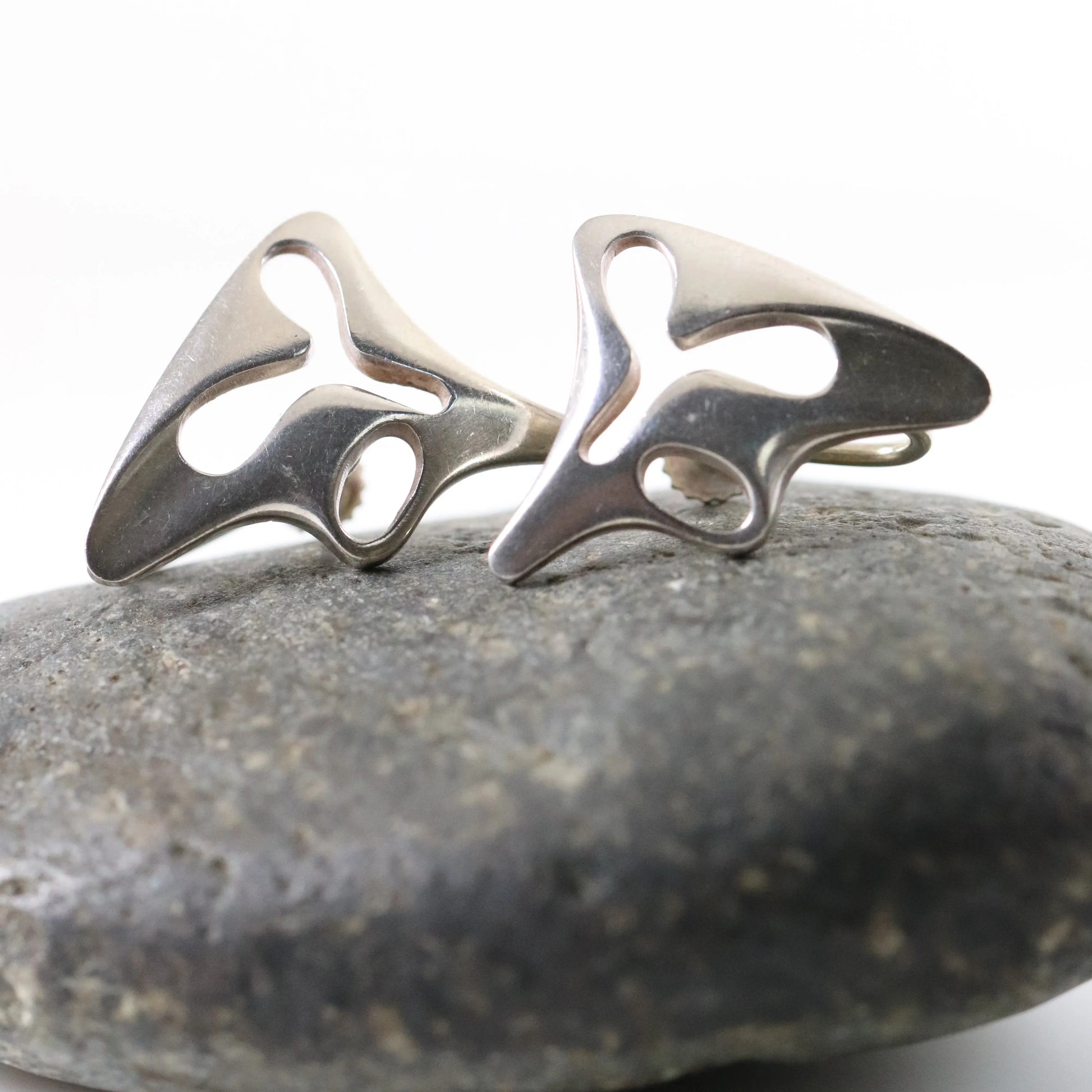 SOLD OUT: Georg Jensen Jewelry | Amoeba Modernist Sterling Silver Vintage Earrings 119 - Carmel Fine Silver Jewelry