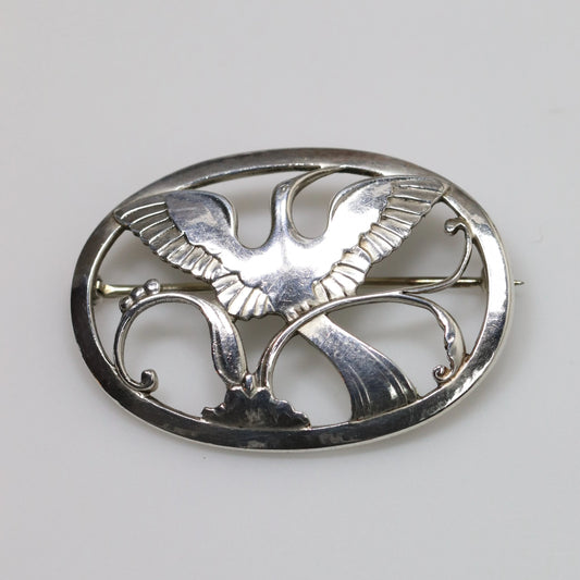 SOLD OUT: Georg Jensen Jewelry | Bird of Paradise Art Nouveau Silver Vintage Brooch 238 - Carmel Fine Silver Jewelry