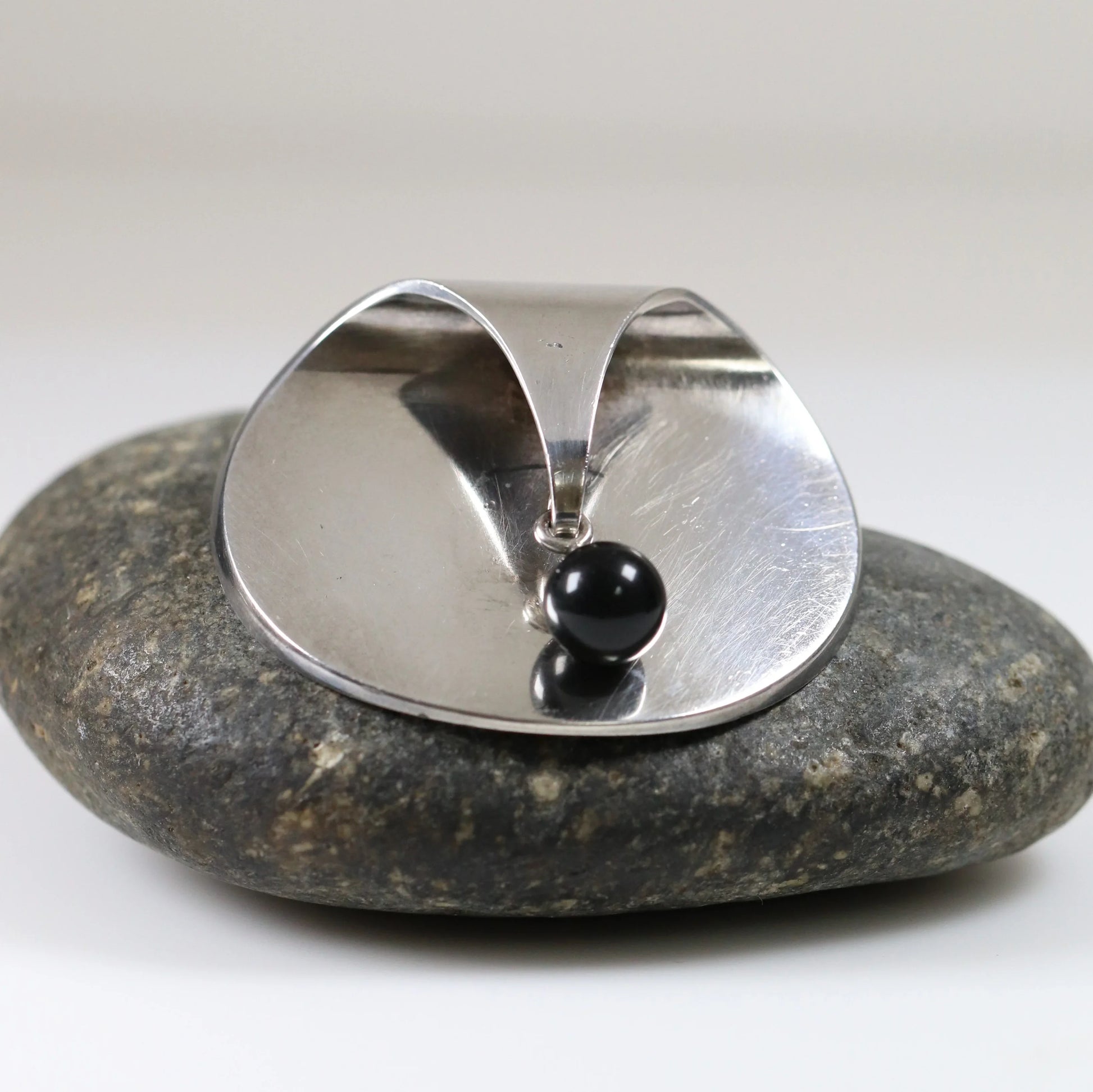 SOLD OUT: Georg Jensen Jewelry | Black Pearl Modernist Silver Vintage Brooch 336 - Carmel Fine Silver Jewelry