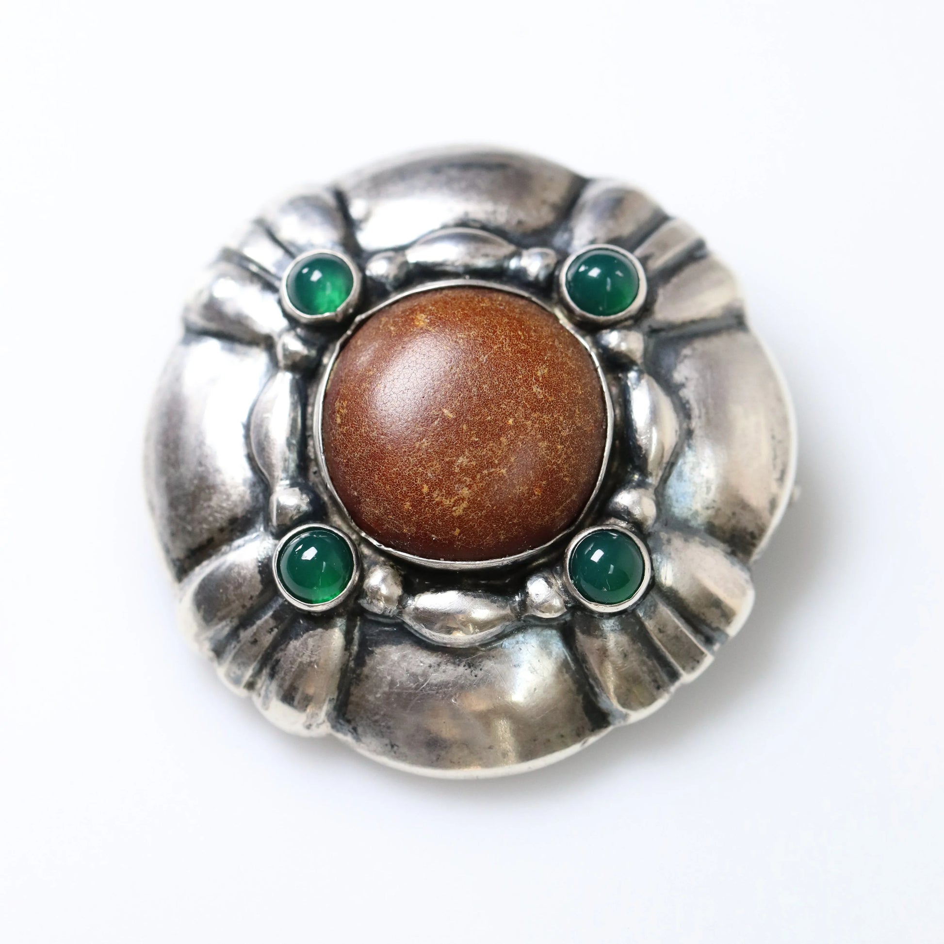 SOLD OUT: Georg Jensen Jewelry | Chrysoprase Amber Silver Vintage Brooch or Pendant 50 - Carmel Fine Silver Jewelry