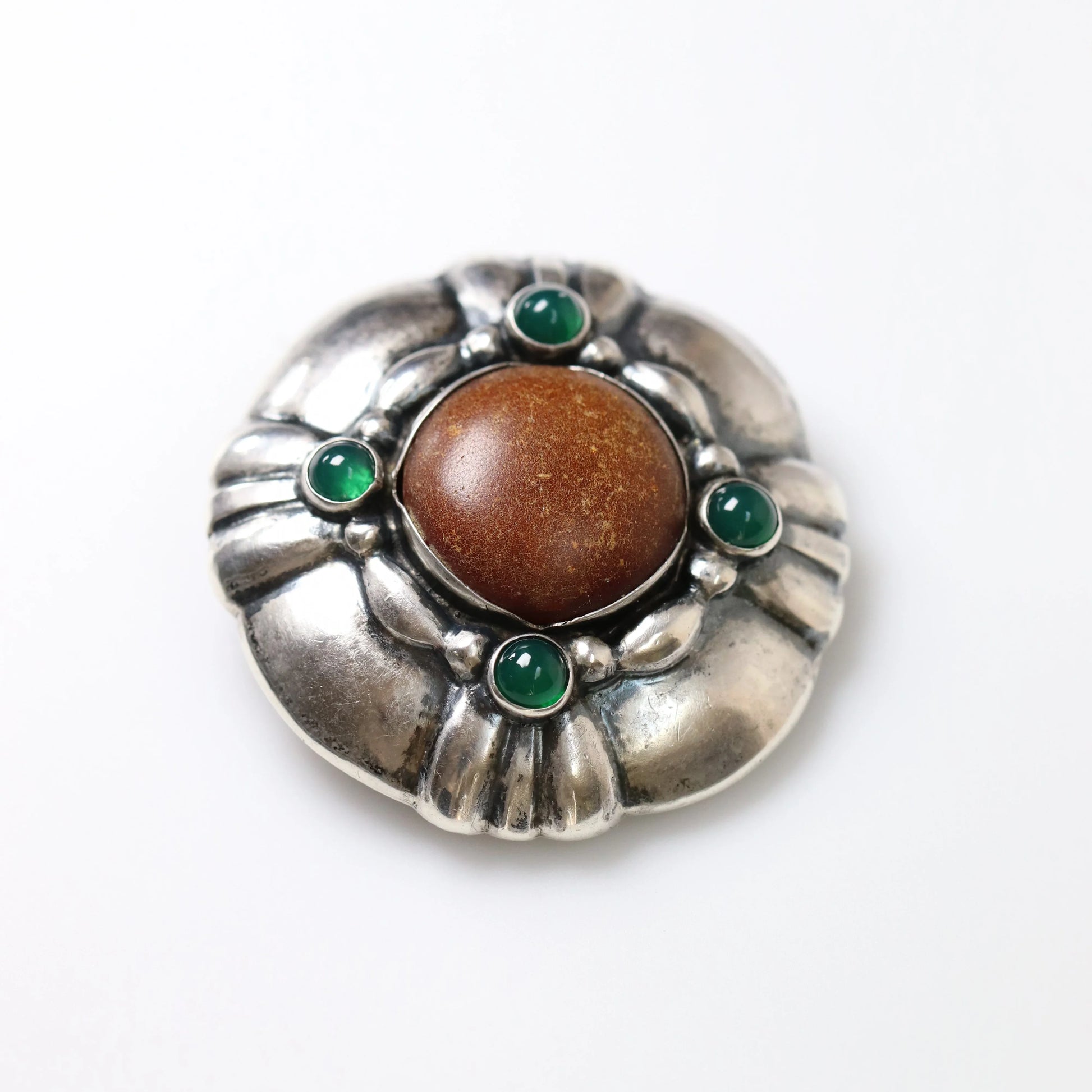 SOLD OUT: Georg Jensen Jewelry | Chrysoprase Amber Silver Vintage Brooch or Pendant 50 - Carmel Fine Silver Jewelry