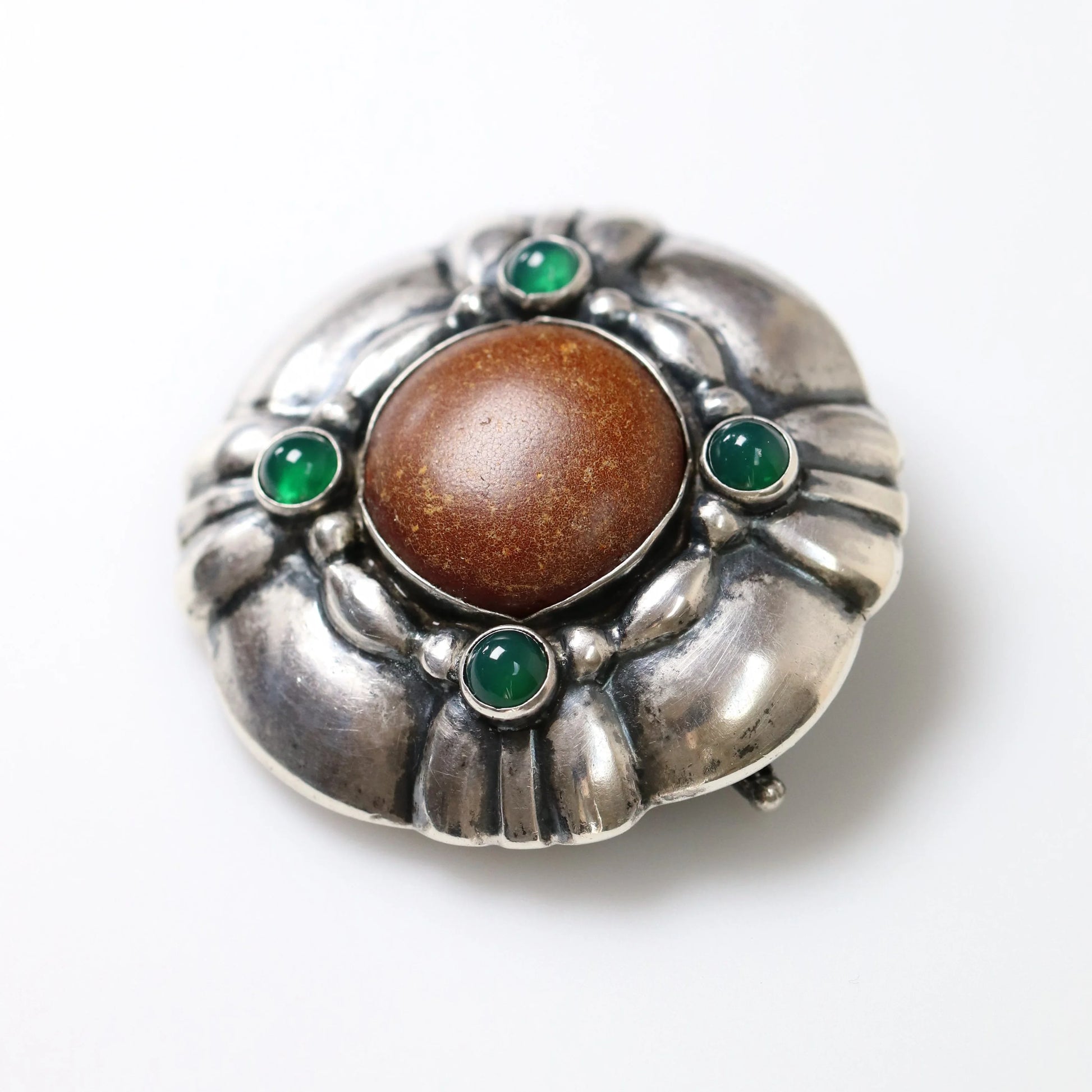 SOLD OUT: Georg Jensen Jewelry | Chrysoprase Amber Silver Vintage Brooch or Pendant 50 - Carmel Fine Silver Jewelry