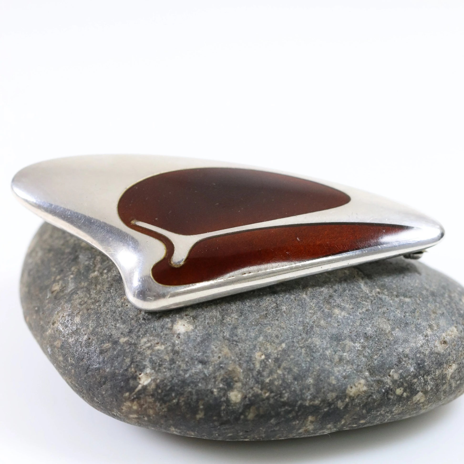 SOLD OUT: Georg Jensen Jewelry | Enamel Modernist Silver Vintage Brooch 314 - Carmel Fine Silver Jewelry
