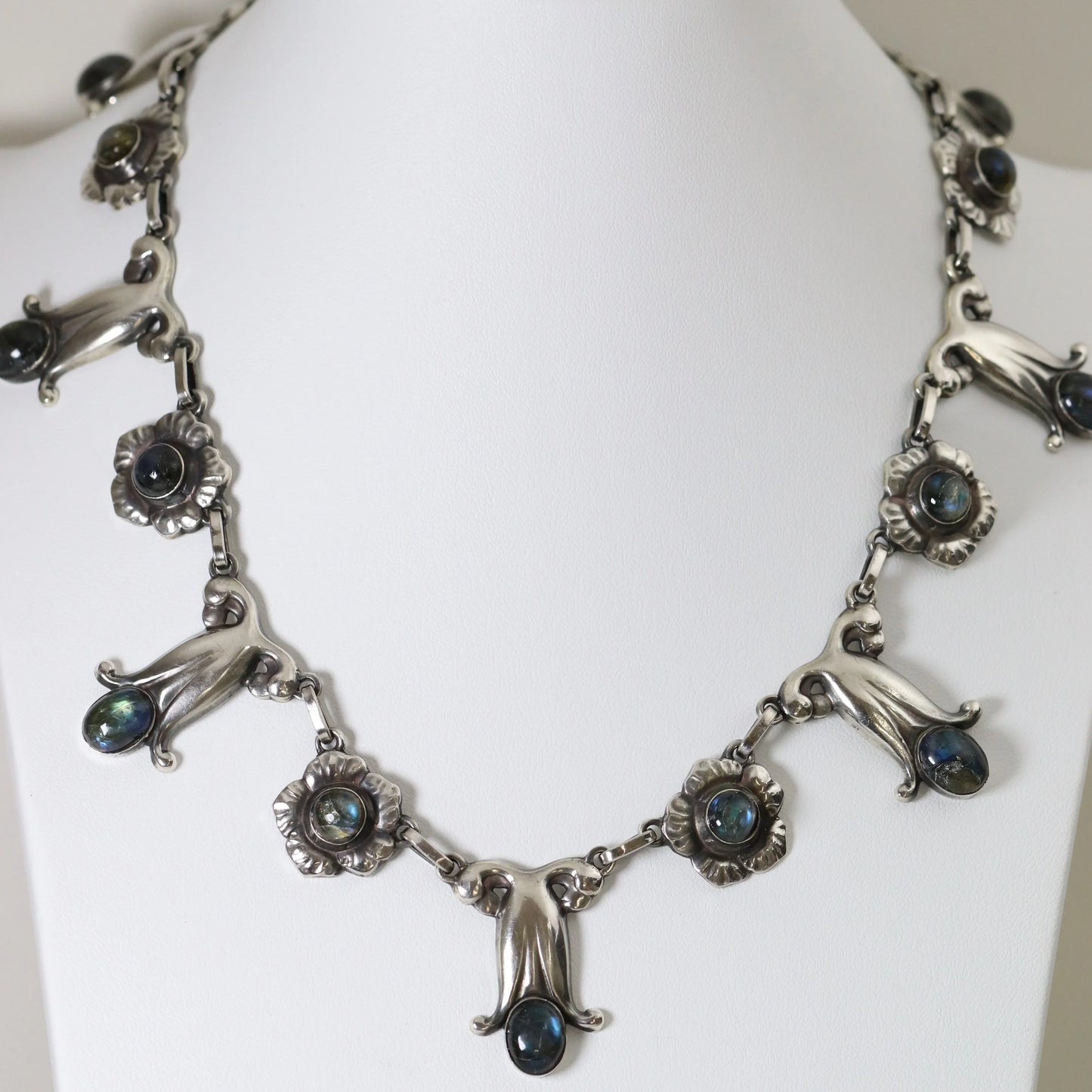 SOLD OUT: Georg Jensen Jewelry | Labradorite Art Nouveau Silver Vintage Necklace 7 - Carmel Fine Silver Jewelry