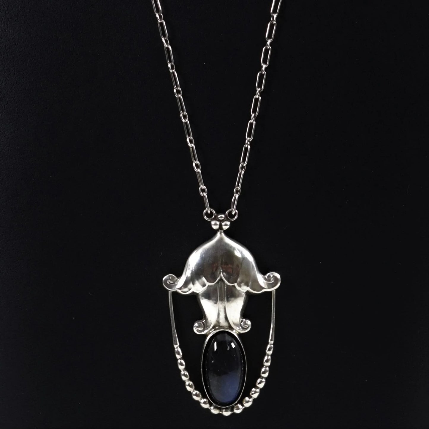 SOLD OUT: Georg Jensen Jewelry | Labradorite Art Nouveau Silver Vintage Necklace Pendant 42 - Carmel Fine Silver Jewelry