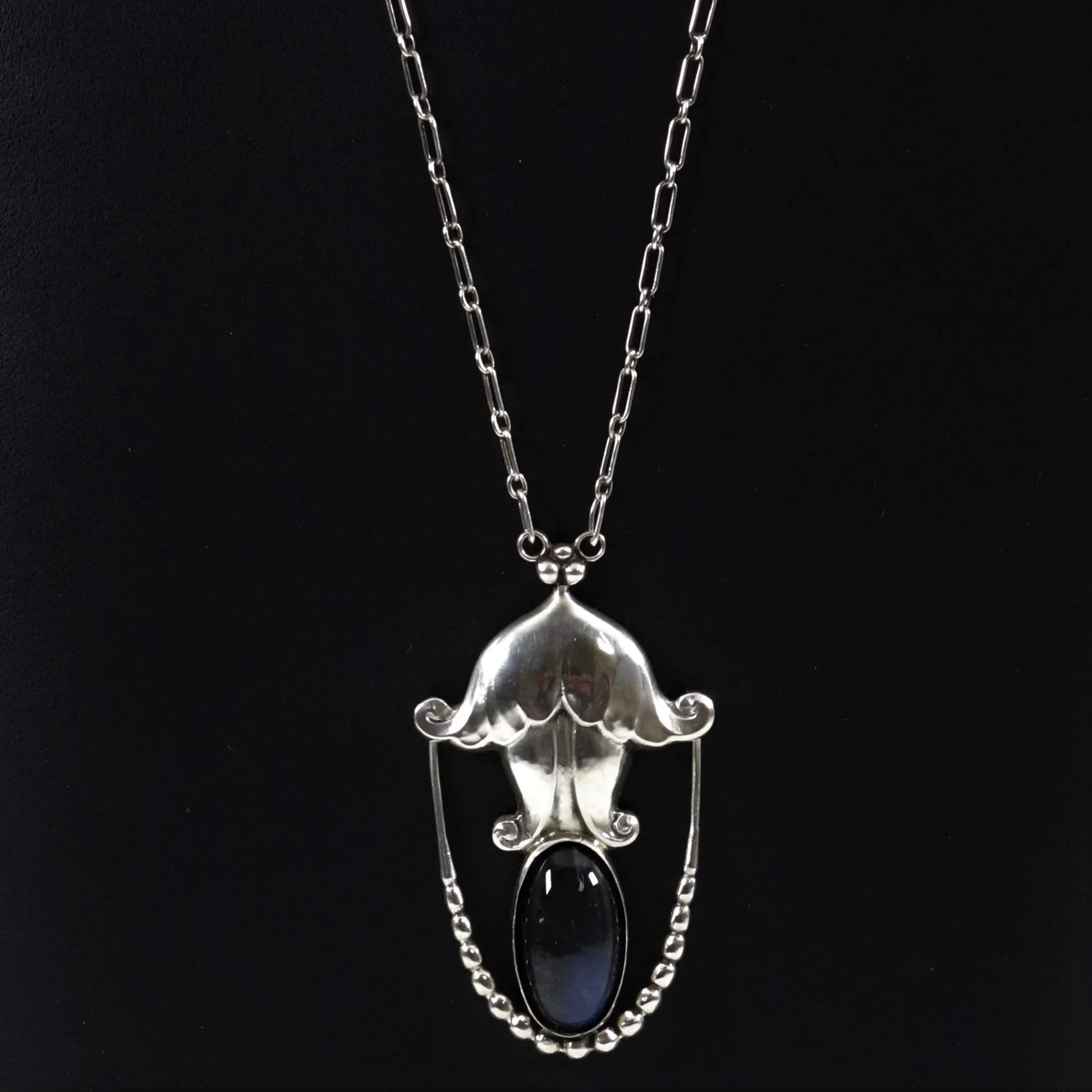 SOLD OUT: Georg Jensen Jewelry | Labradorite Art Nouveau Silver Vintage Necklace Pendant 42 - Carmel Fine Silver Jewelry