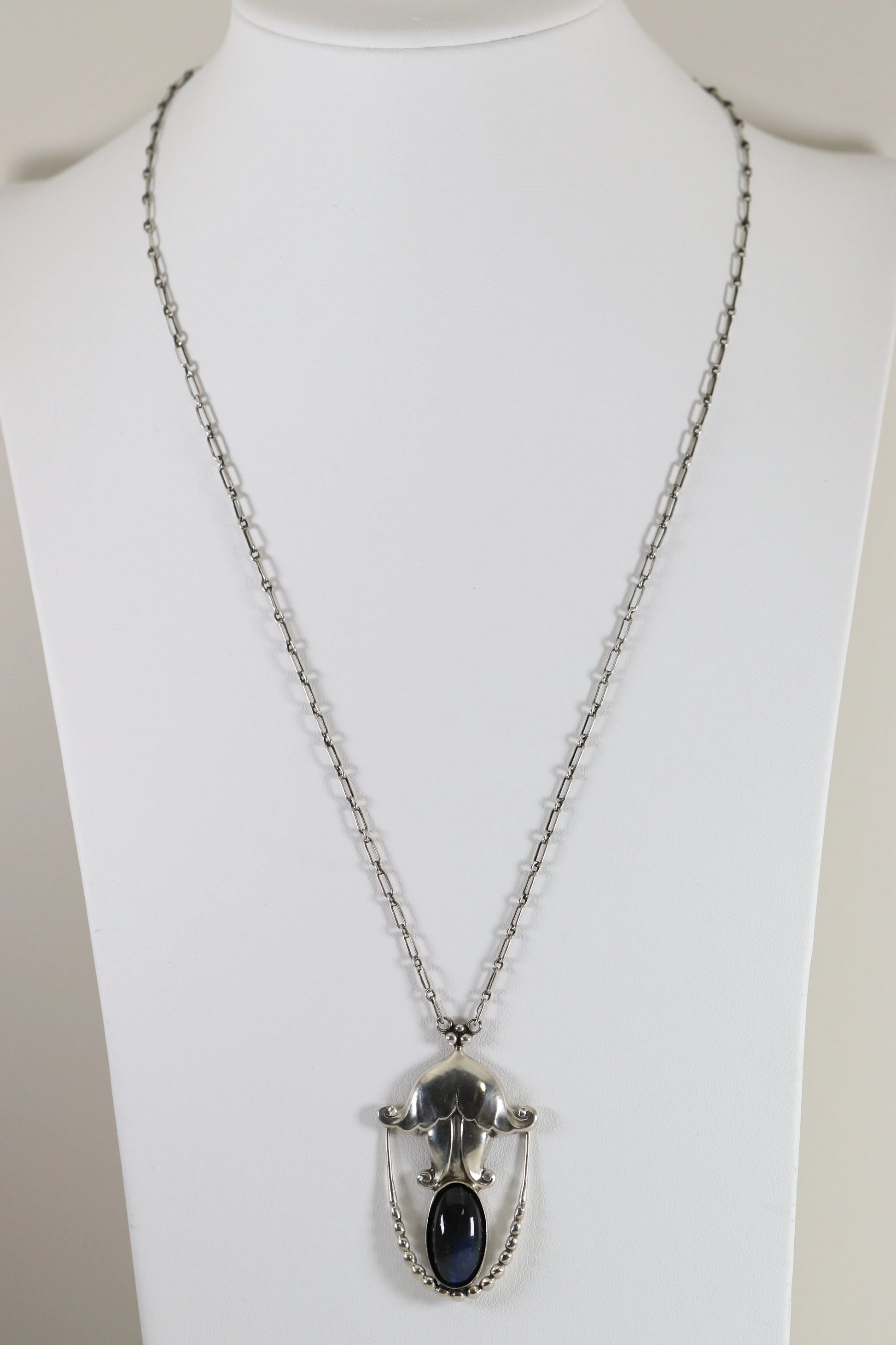 SOLD OUT: Georg Jensen Jewelry | Labradorite Art Nouveau Silver Vintage Necklace Pendant 42 - Carmel Fine Silver Jewelry