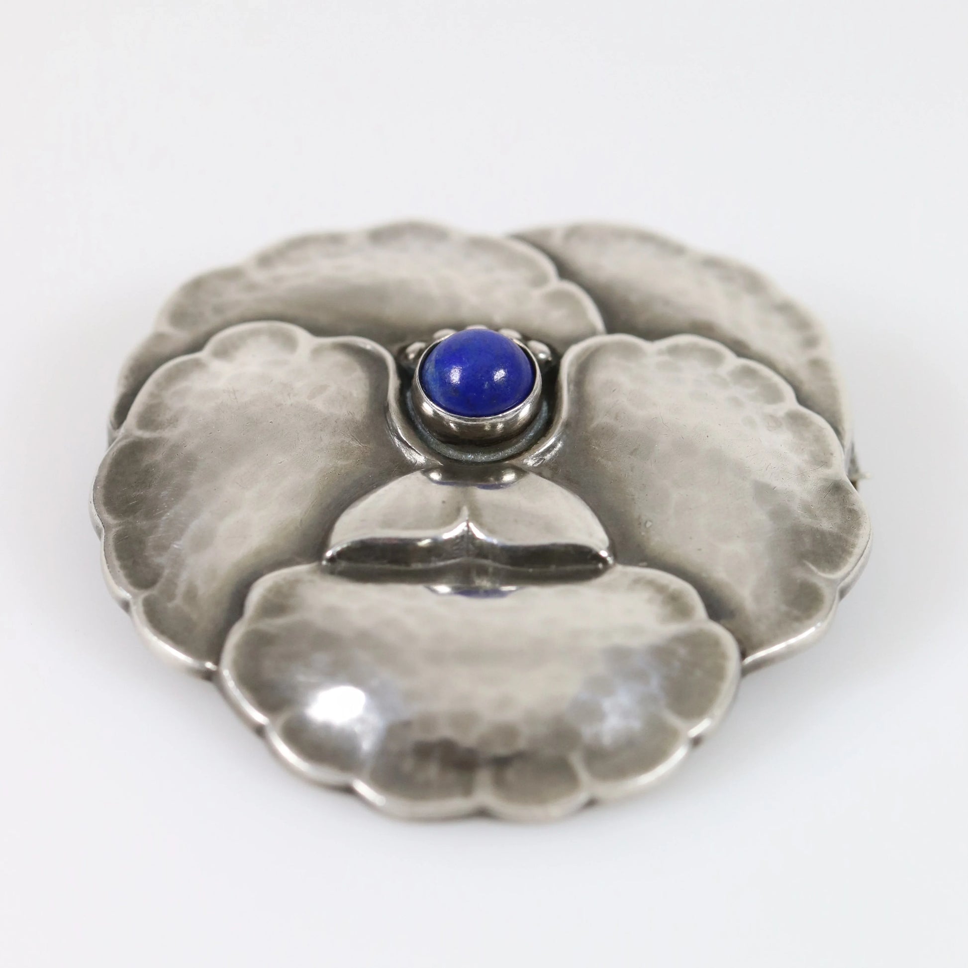 SOLD OUT: Georg Jensen Jewelry | Lapis Lazuli Pansy Art Nouveau Silver Vintage Brooch 113 - Carmel Fine Silver Jewelry