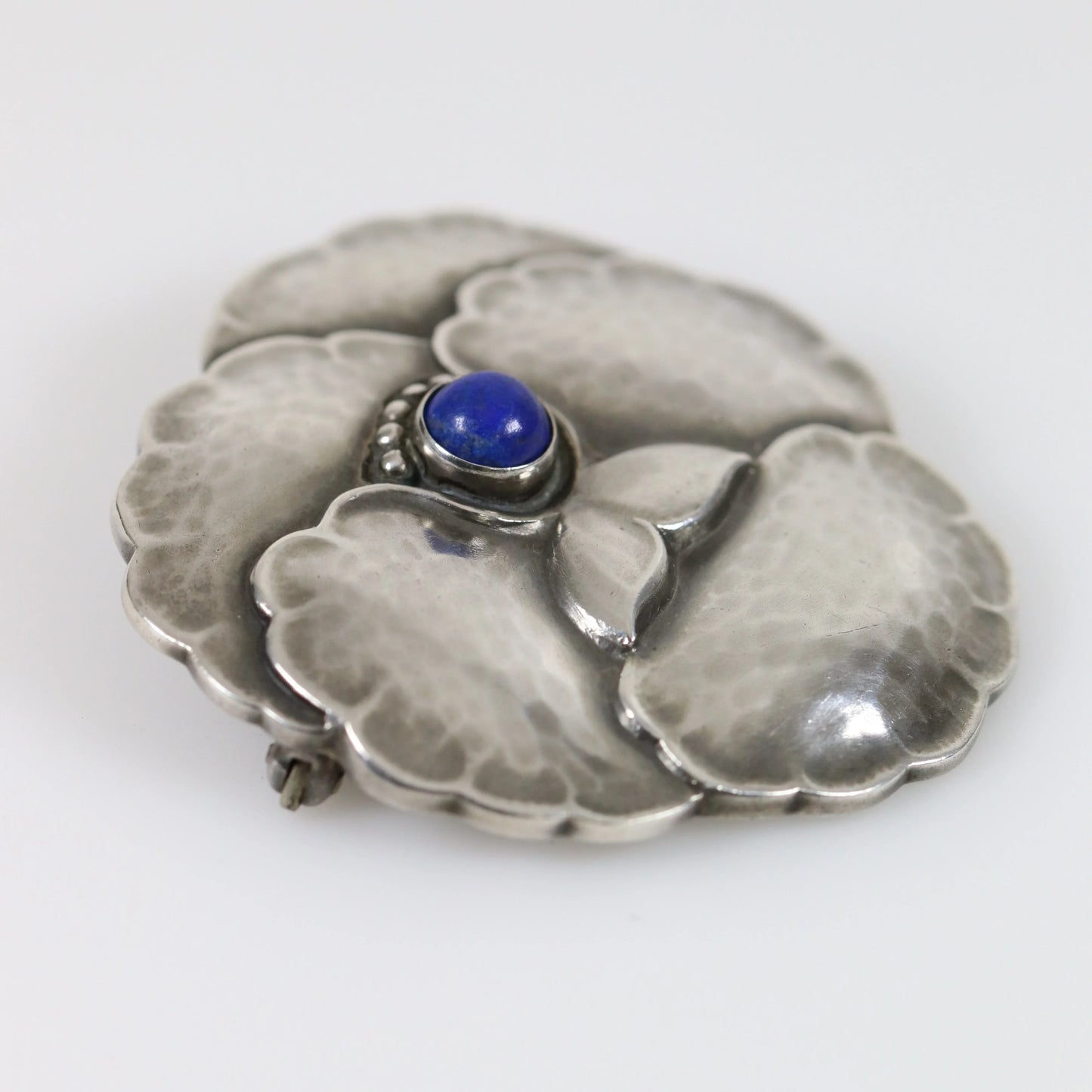 SOLD OUT: Georg Jensen Jewelry | Lapis Lazuli Pansy Art Nouveau Silver Vintage Brooch 113 - Carmel Fine Silver Jewelry