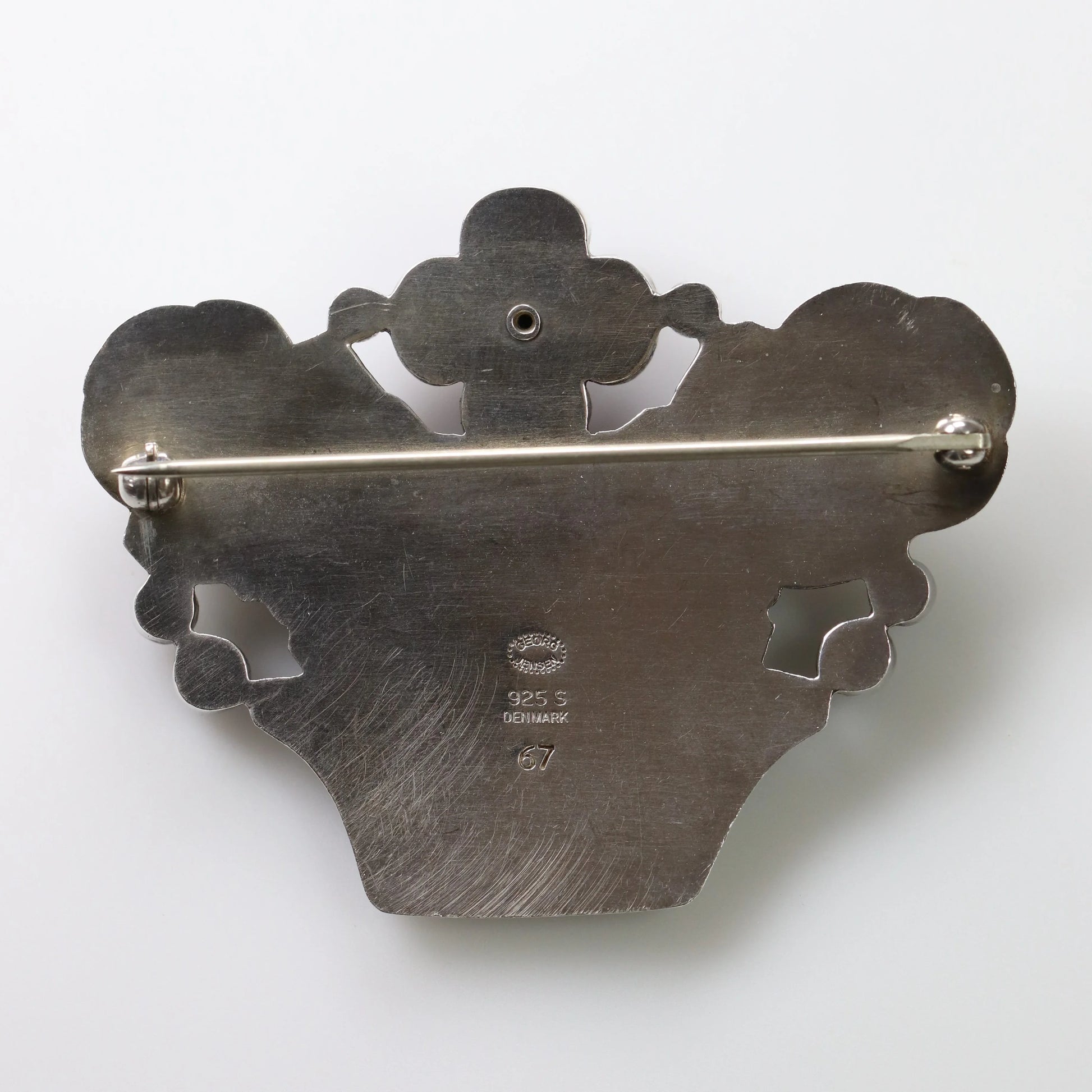 SOLD OUT: Georg Jensen Jewelry | Multi-Gem Flower Basket Art Nouveau Silver Vintage Brooch 67 - Carmel Fine Silver Jewelry