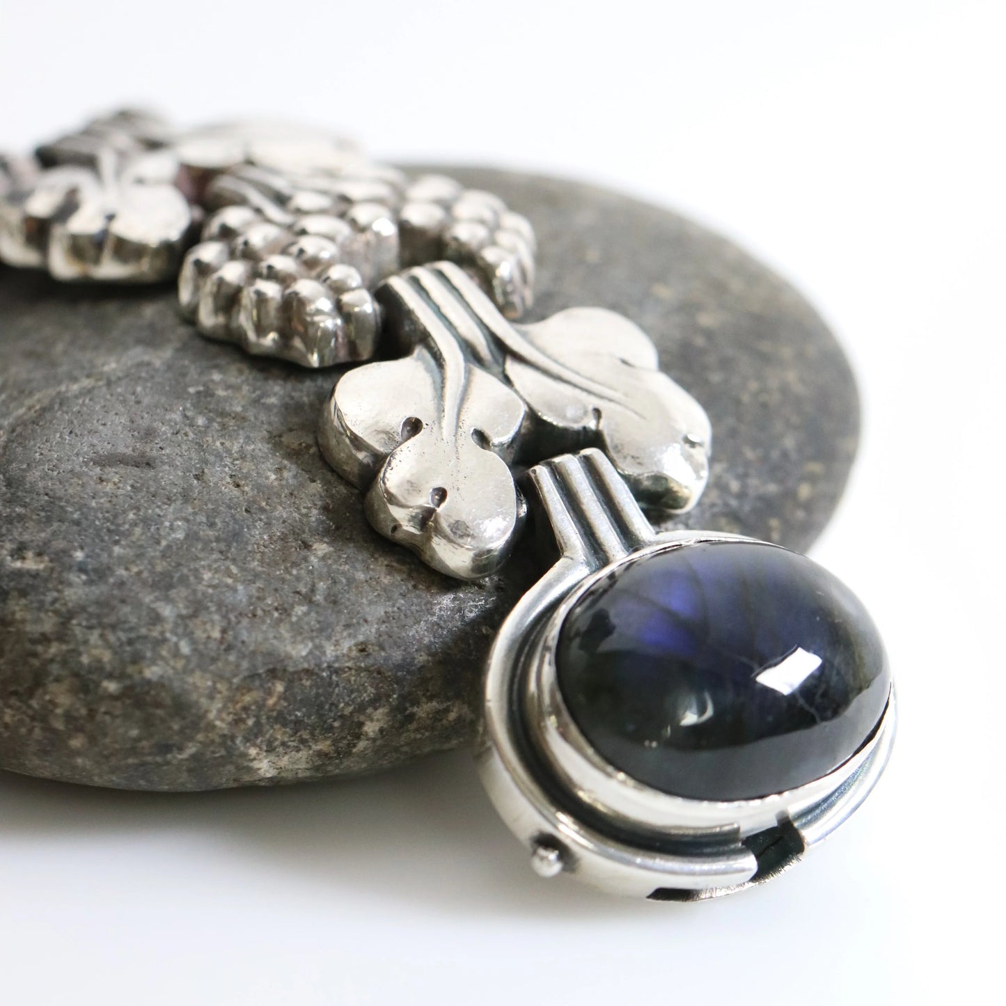 SOLD OUT: Georg Jensen Jewelry | Paris Labradorite Art Deco Silver Vintage Necklace 30 - Carmel Fine Silver Jewelry