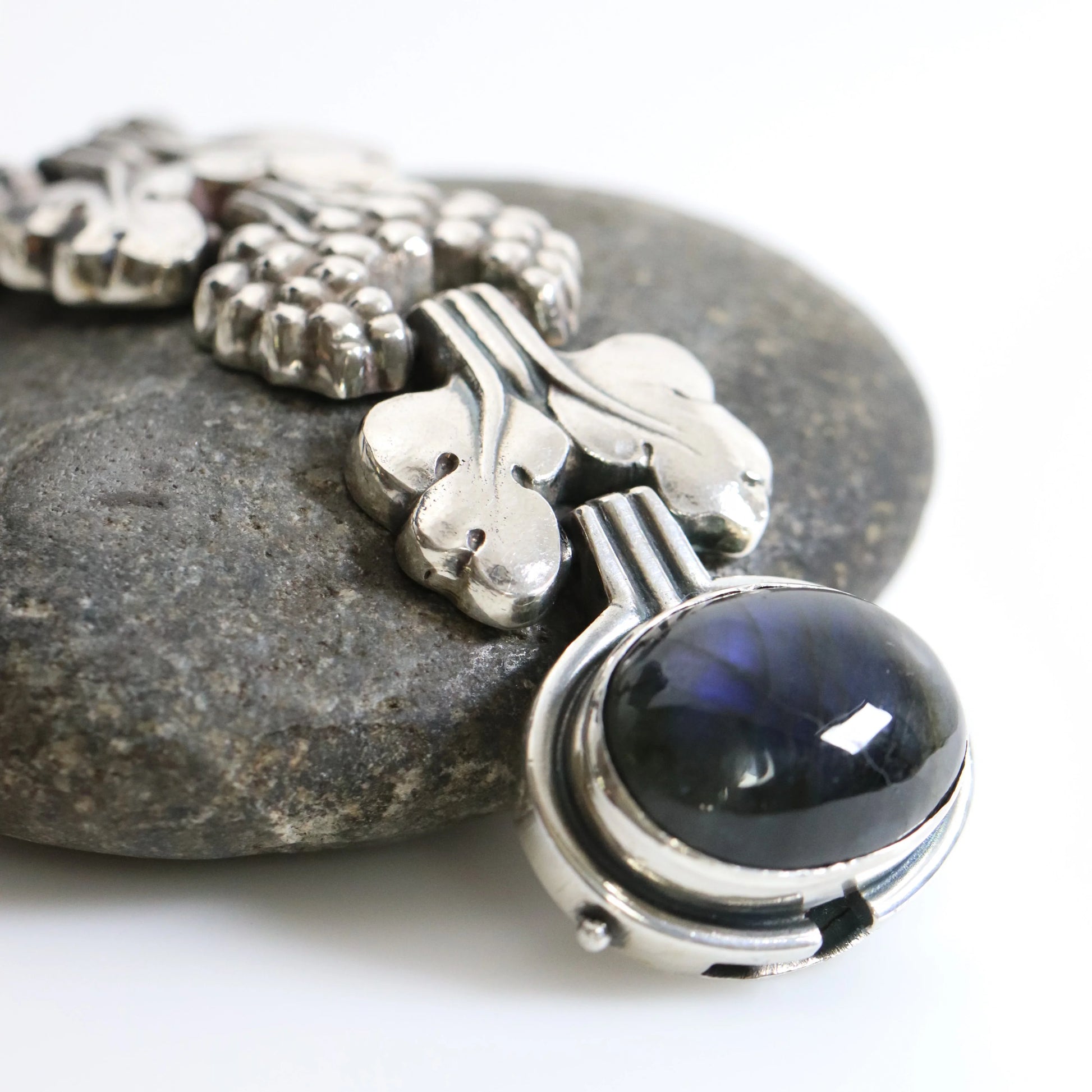 SOLD OUT: Georg Jensen Jewelry | Paris Labradorite Art Deco Silver Vintage Necklace 30 - Carmel Fine Silver Jewelry