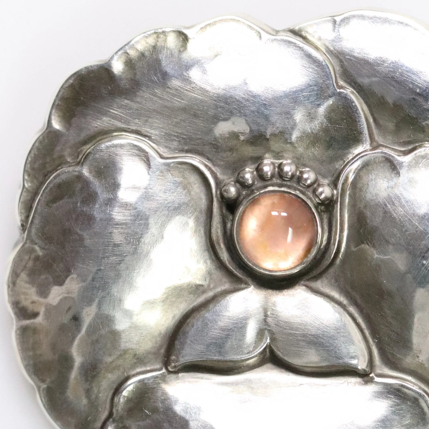 SOLD OUT: Georg Jensen Jewelry | Pink Moonstone Pansy Art Nouveau Silver Vintage Brooch 113 - Carmel Fine Silver Jewelry