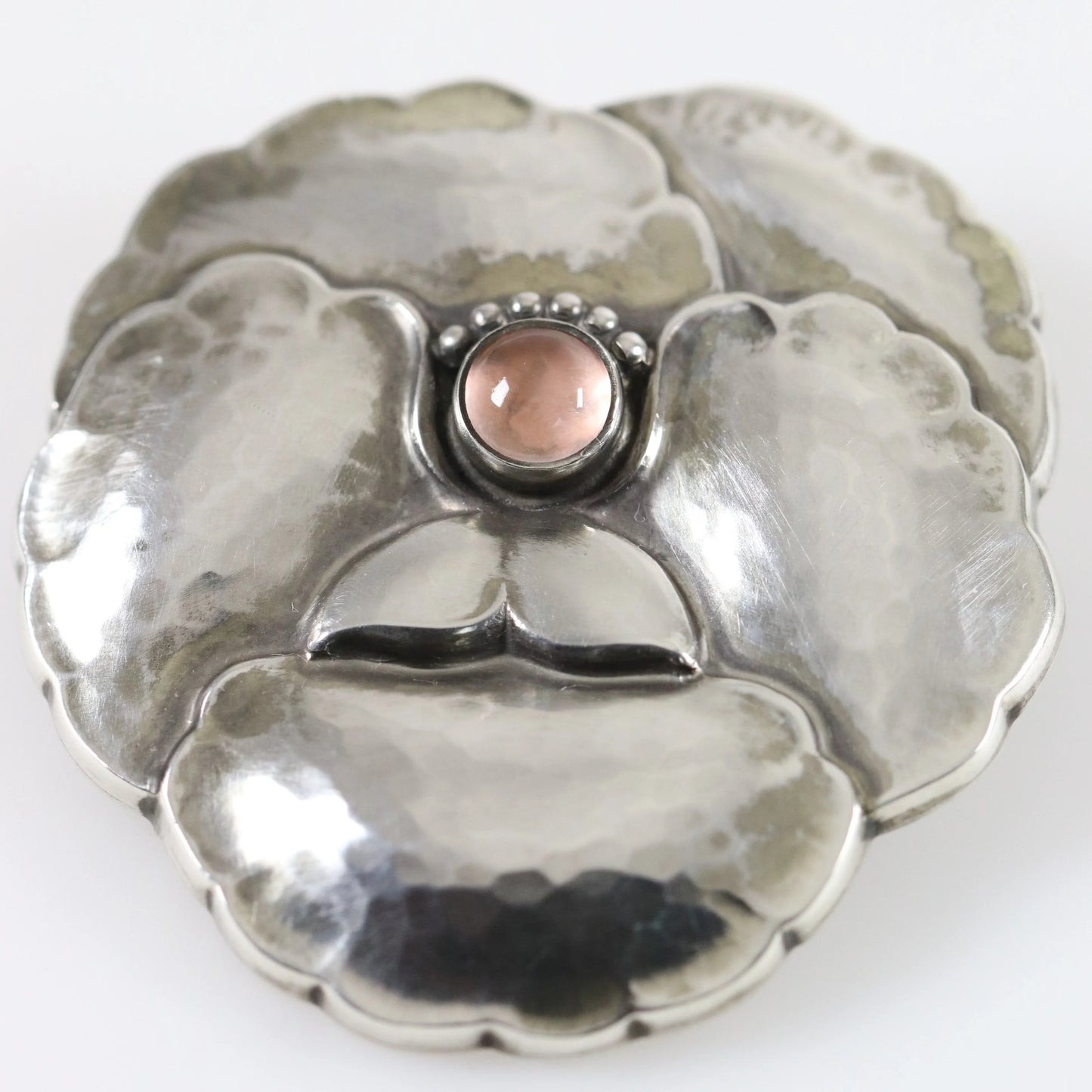SOLD OUT: Georg Jensen Jewelry | Pink Moonstone Pansy Art Nouveau Silver Vintage Brooch 113 - Carmel Fine Silver Jewelry