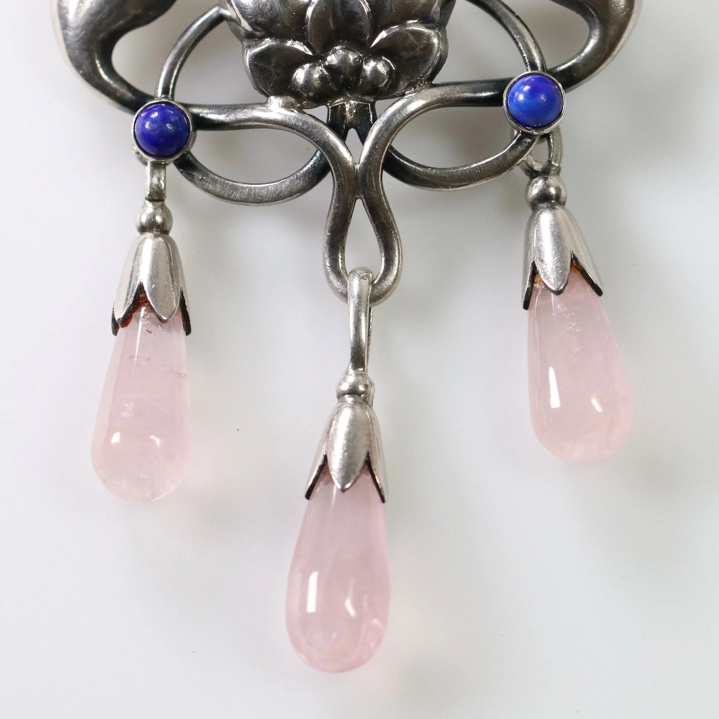 SOLD OUT: Georg Jensen Jewelry | Pink Quartz Art Nouveau Silver Vintage Brooch 151 - Carmel Fine Silver Jewelry