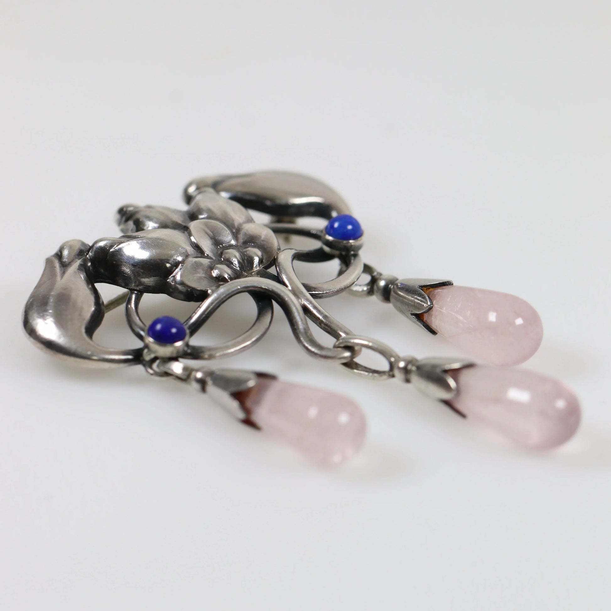 SOLD OUT: Georg Jensen Jewelry | Pink Quartz Art Nouveau Silver Vintage Brooch 151 - Carmel Fine Silver Jewelry