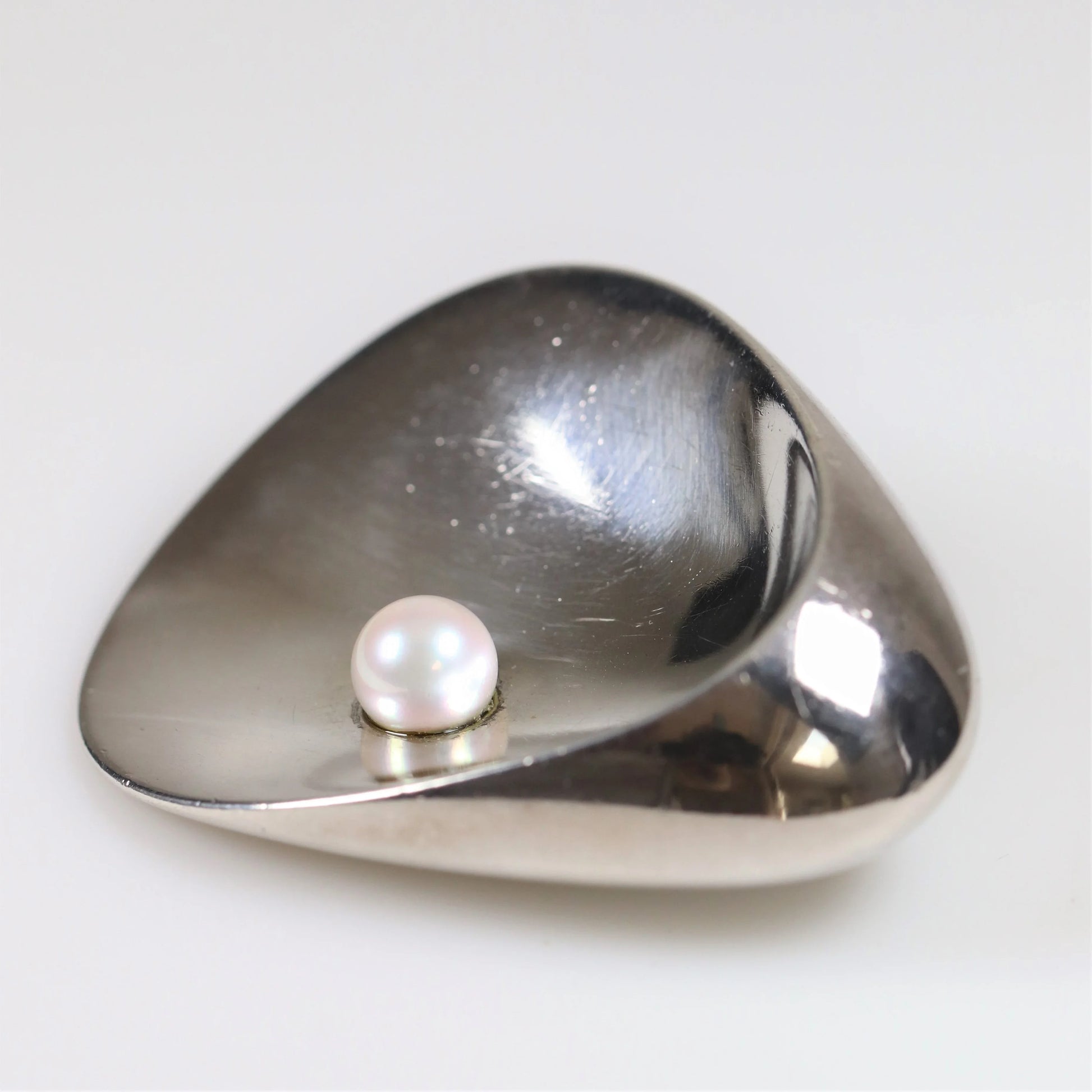 SOLD OUT: Georg Jensen Jewelry | Shell and Pearl Modernist Silver Vintage Brooch 328 - Carmel Fine Silver Jewelry