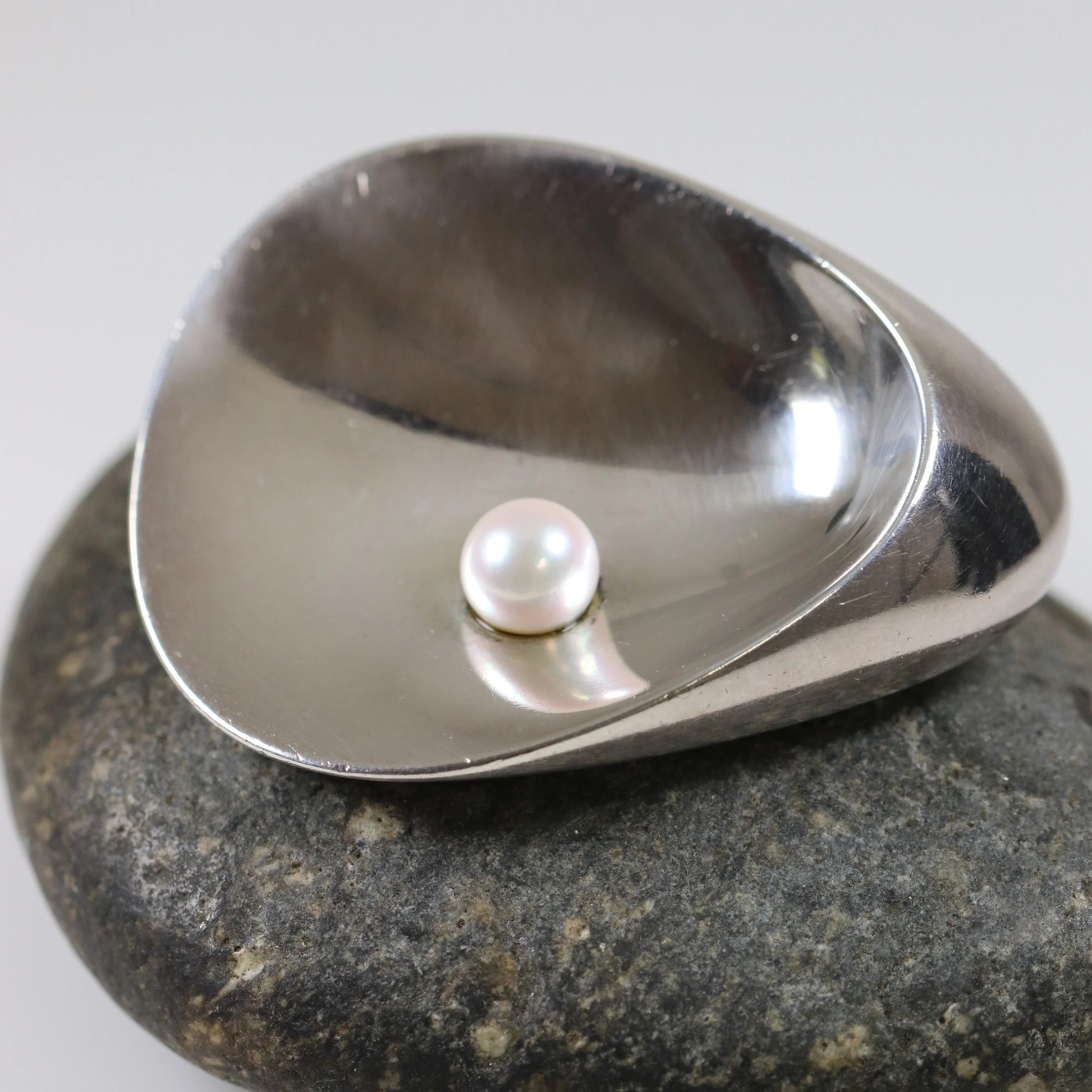 SOLD OUT: Georg Jensen Jewelry | Shell and Pearl Modernist Silver Vintage Brooch 328 - Carmel Fine Silver Jewelry