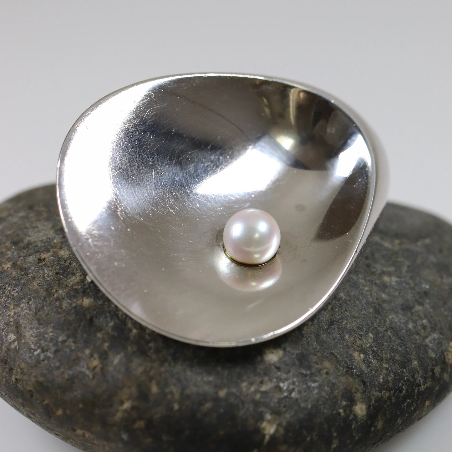 SOLD OUT: Georg Jensen Jewelry | Shell and Pearl Modernist Silver Vintage Brooch 328 - Carmel Fine Silver Jewelry