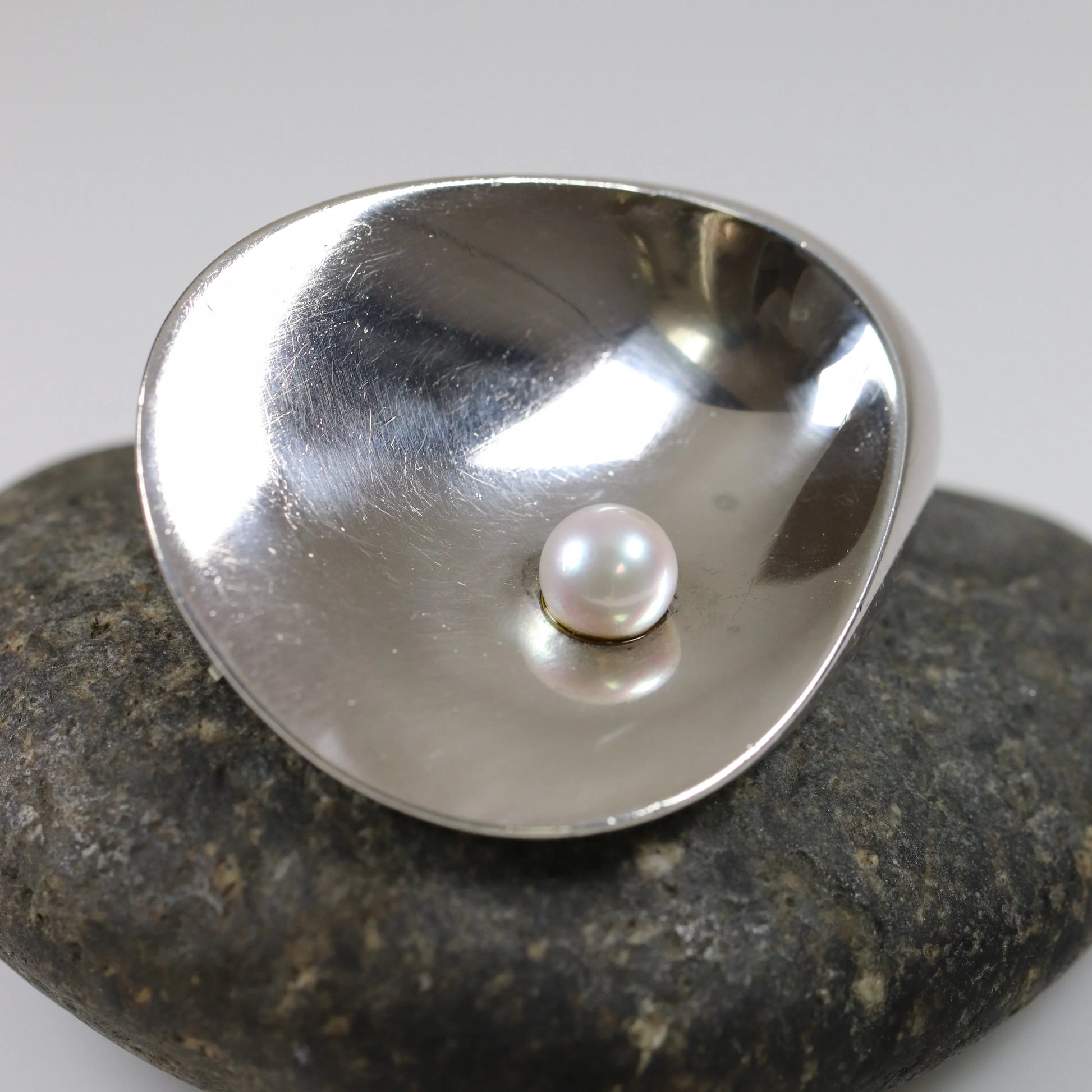 SOLD OUT: Georg Jensen Jewelry | Shell and Pearl Modernist Silver Vintage Brooch 328 - Carmel Fine Silver Jewelry