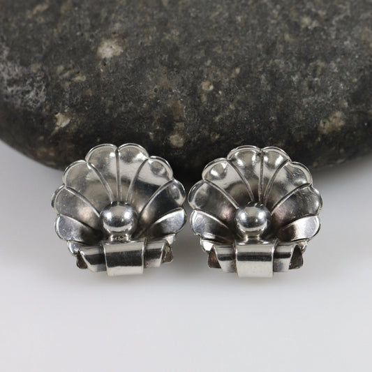 SOLD OUT: Georg Jensen La Paglia Heart and Shell Earrings | Vintage Sterling Silver | Mid-Century U.S.A. - Carmel FSJ