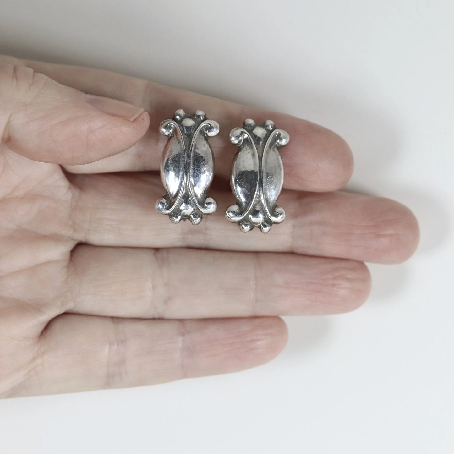 SOLD OUT: Georg Jensen Moonlight Blossom Earrings | Vintage Sterling Silver | Mid-Century USA - Carmel Fine Silver Jewelry