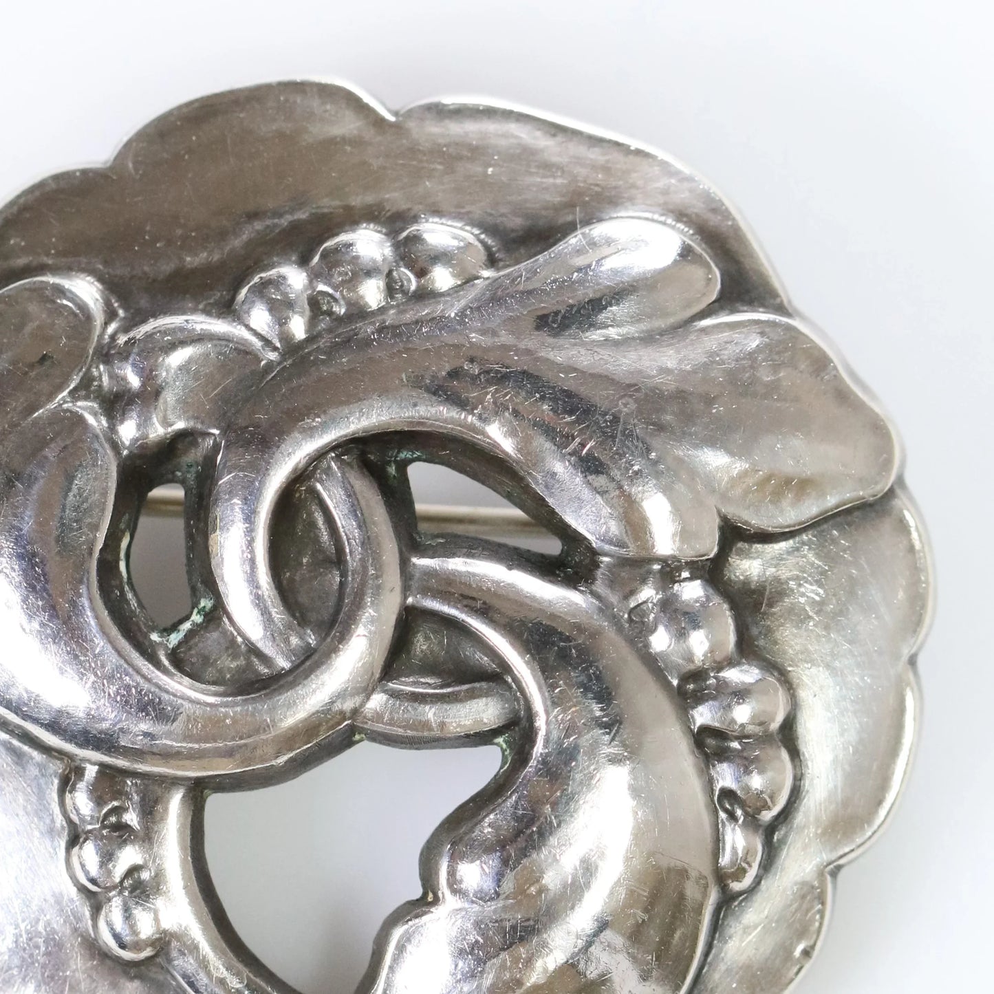 SOLD OUT: Georg Jensen Round Foliate Brooch 20 | Vintage Sterling Silver | Art Nouveau Denmark Pin - Carmel Fine Silver Jewelry