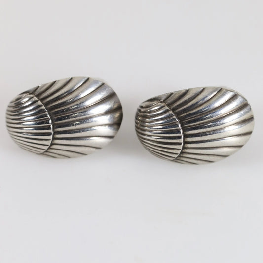 SOLD OUT: Georg Jensen Shell Earrings 90 | Vintage Sterling Silver | Arno Malinowski Mid-Century Denmark - Carmel Fine Silver Jewelry