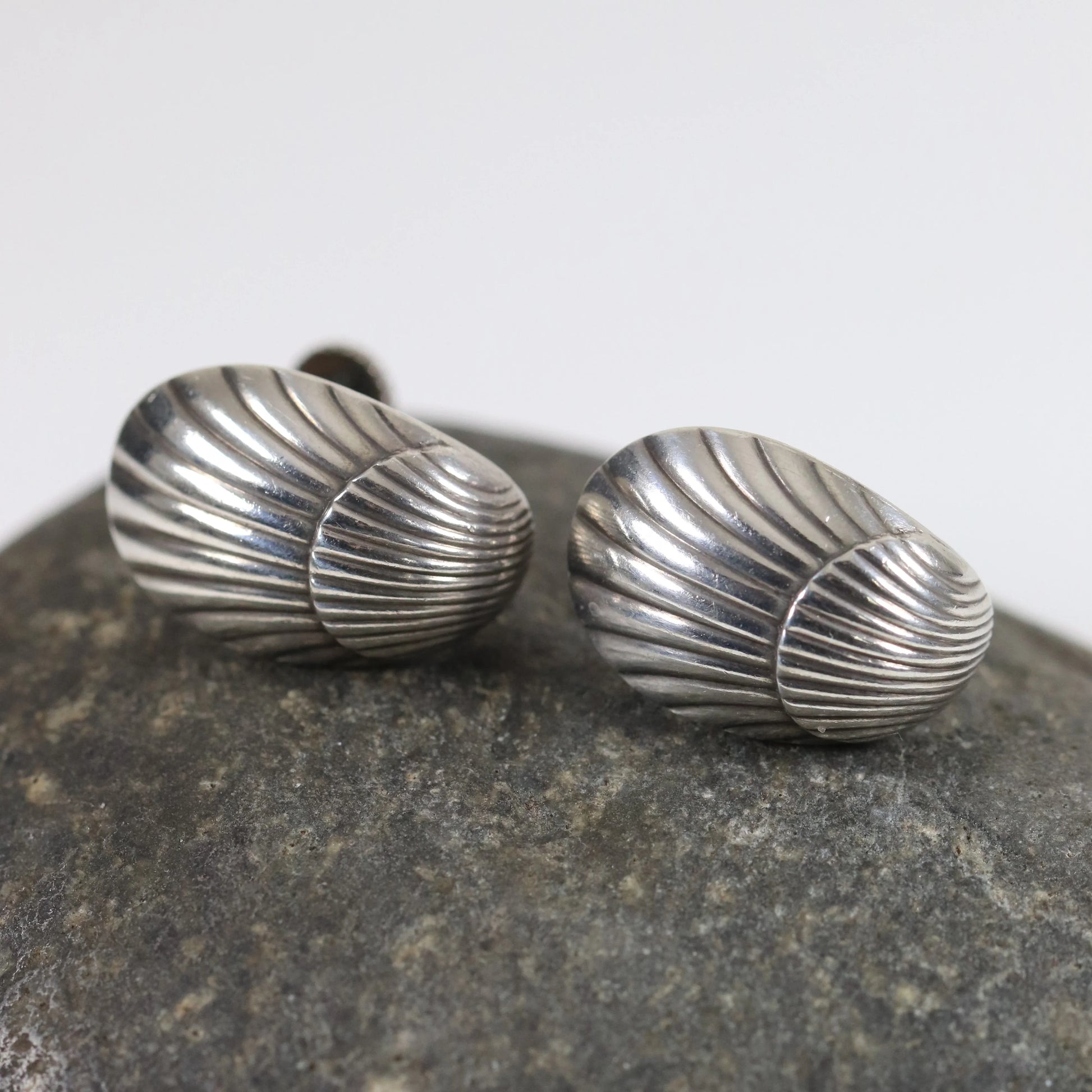 SOLD OUT: Georg Jensen Shell Earrings 90 | Vintage Sterling Silver | Arno Malinowski Mid-Century Denmark - Carmel Fine Silver Jewelry