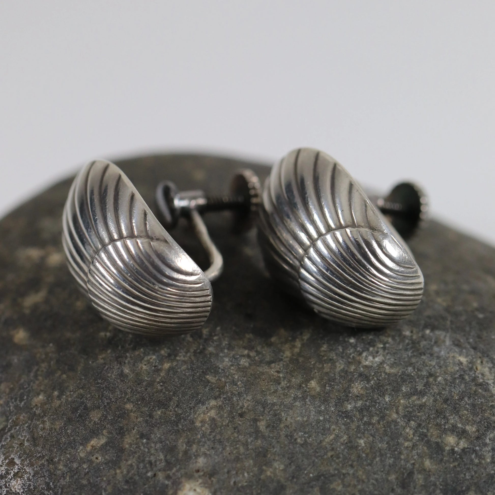 SOLD OUT: Georg Jensen Shell Earrings 90 | Vintage Sterling Silver | Arno Malinowski Mid-Century Denmark - Carmel Fine Silver Jewelry