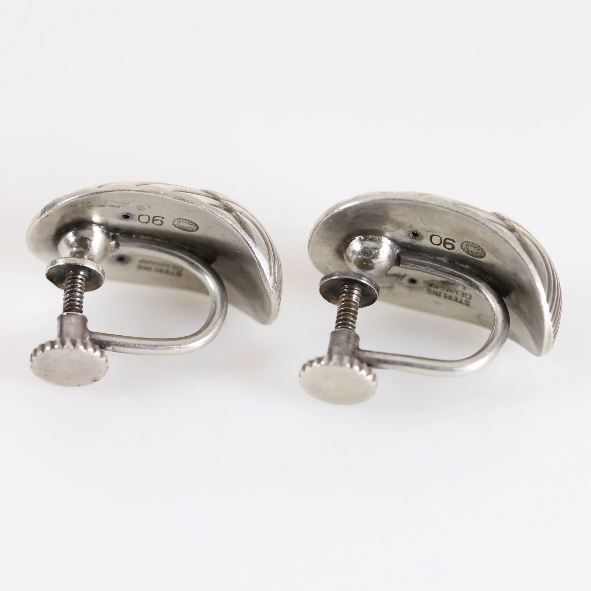 SOLD OUT: Georg Jensen Shell Earrings 90 | Vintage Sterling Silver | Arno Malinowski Mid-Century Denmark - Carmel Fine Silver Jewelry