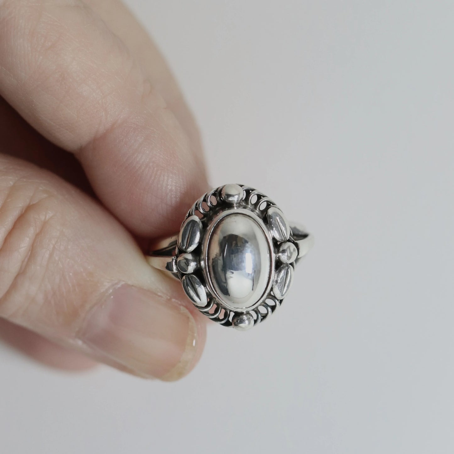 SOLD OUT: Georg Jensen Silver Cabochon Ring 1A - Size 6 1/2 | Vintage Sterling Silver | Art Nouveau Denmark - Carmel Fine Silver Jewelry